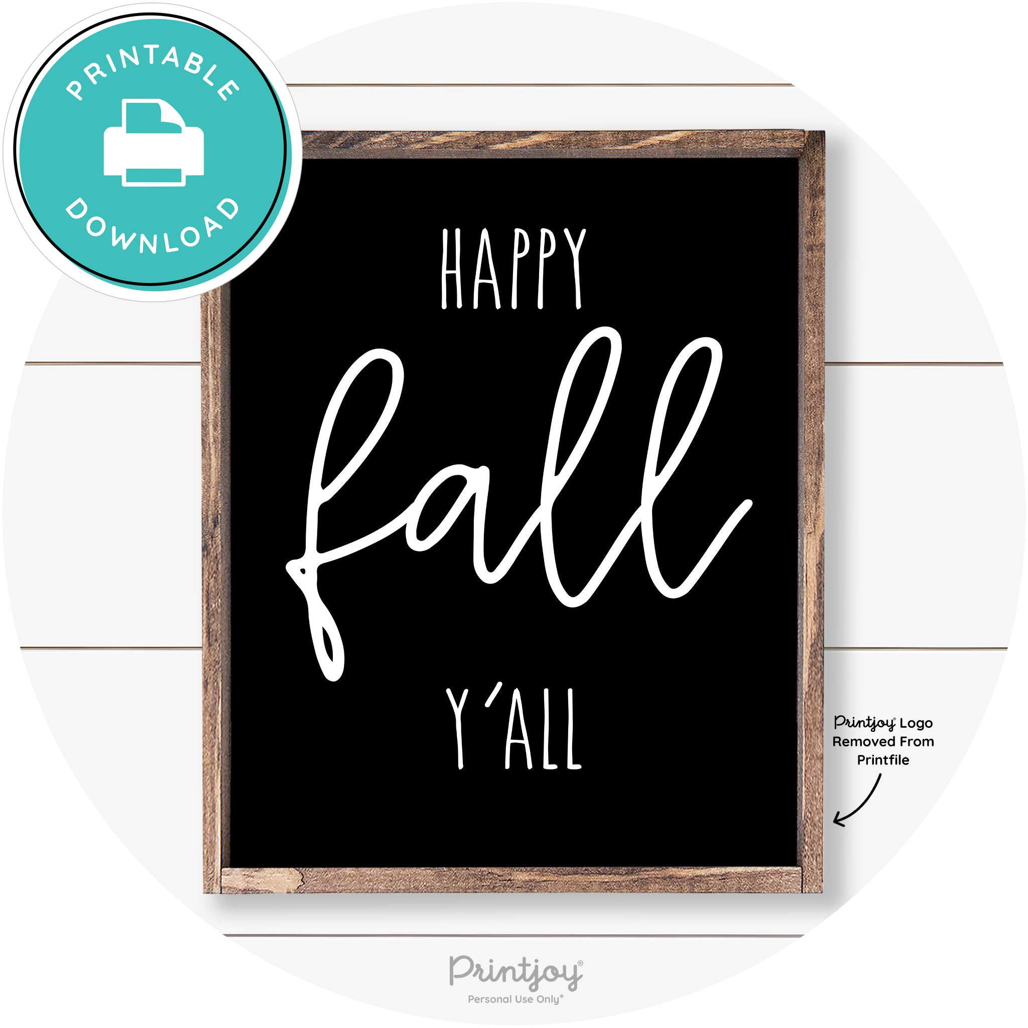 Happy Fall Y'all Cute Farmhouse Autumn Wall Art Decor Free Printable