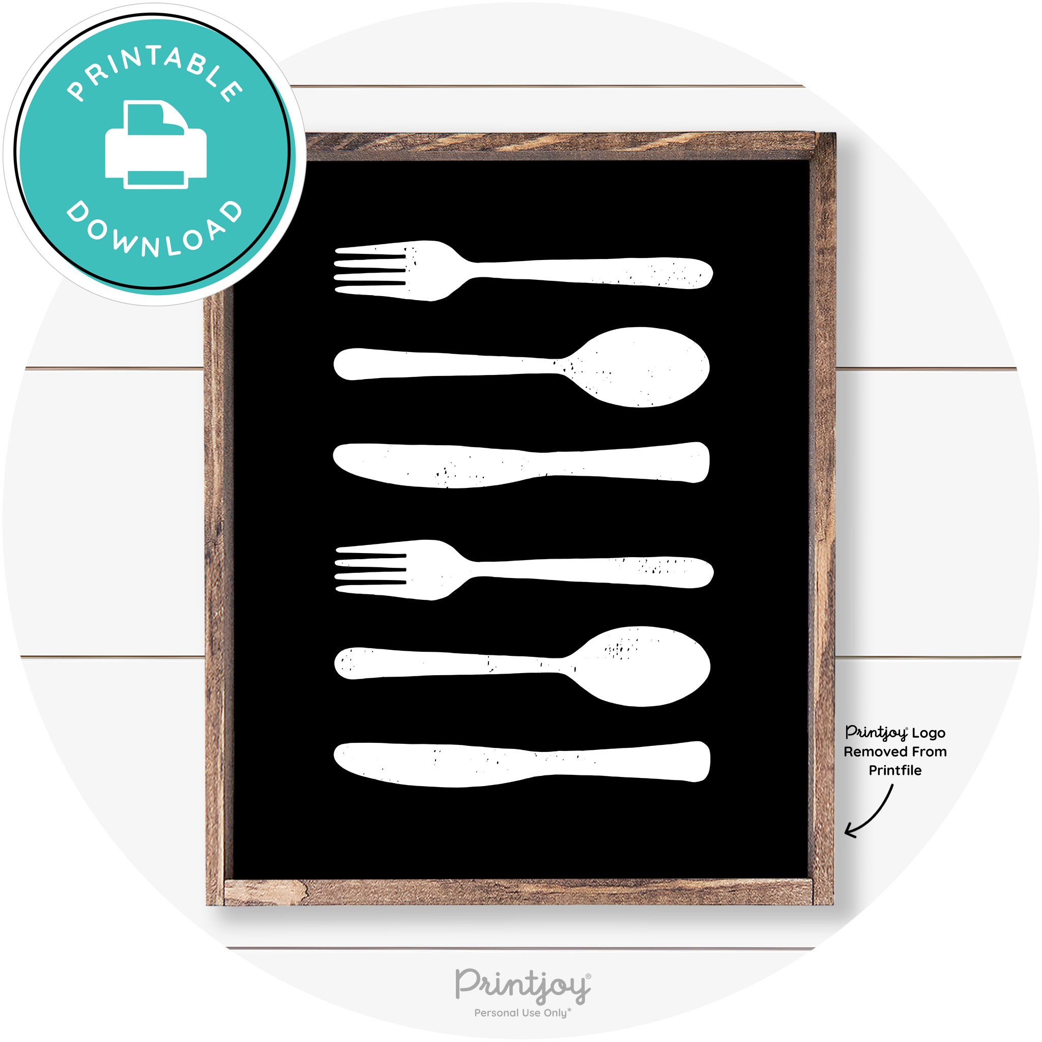 Fork Spoon Knife Pattern Farmhouse Kitchen Wall Art Free Printable