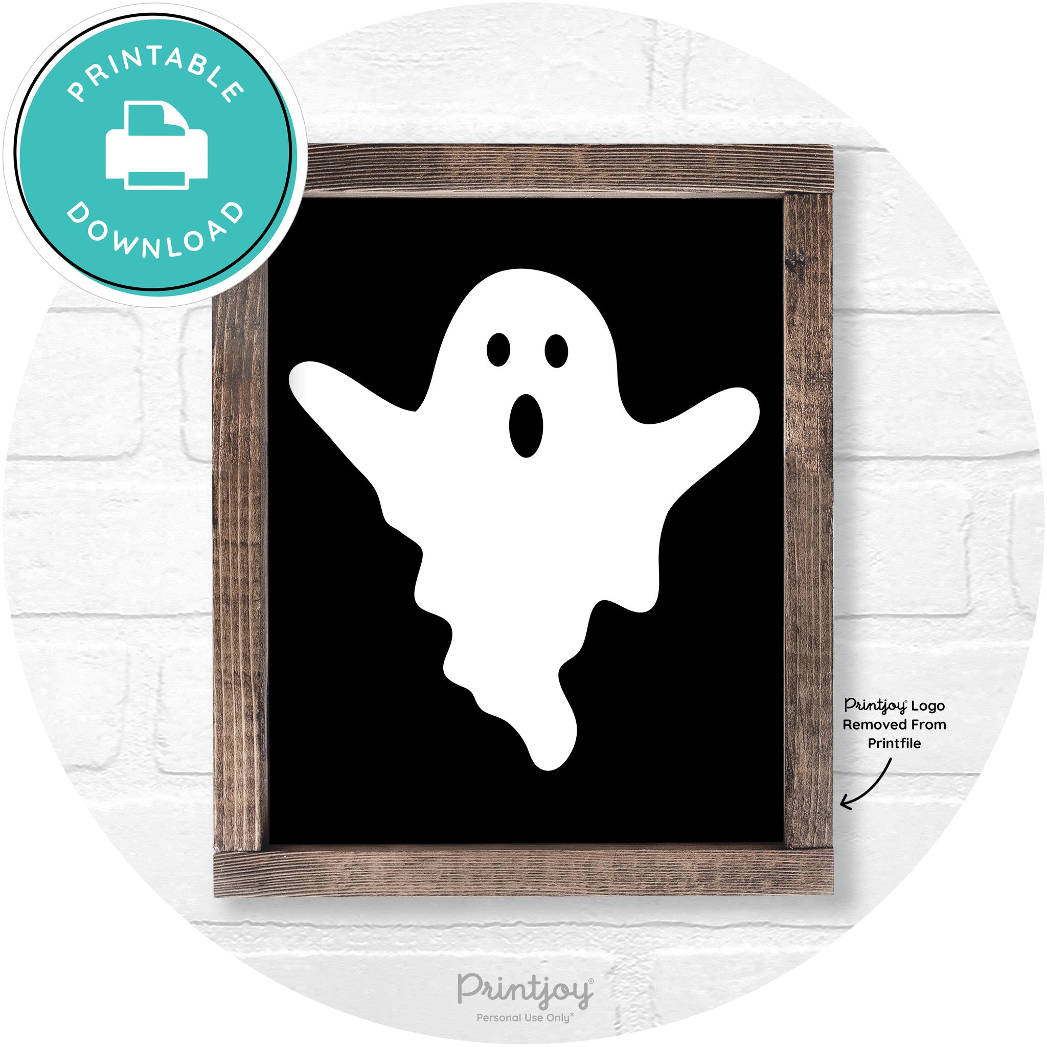 Halloween Cute Ghost Rustic Farmhouse Wall Art Free Printable