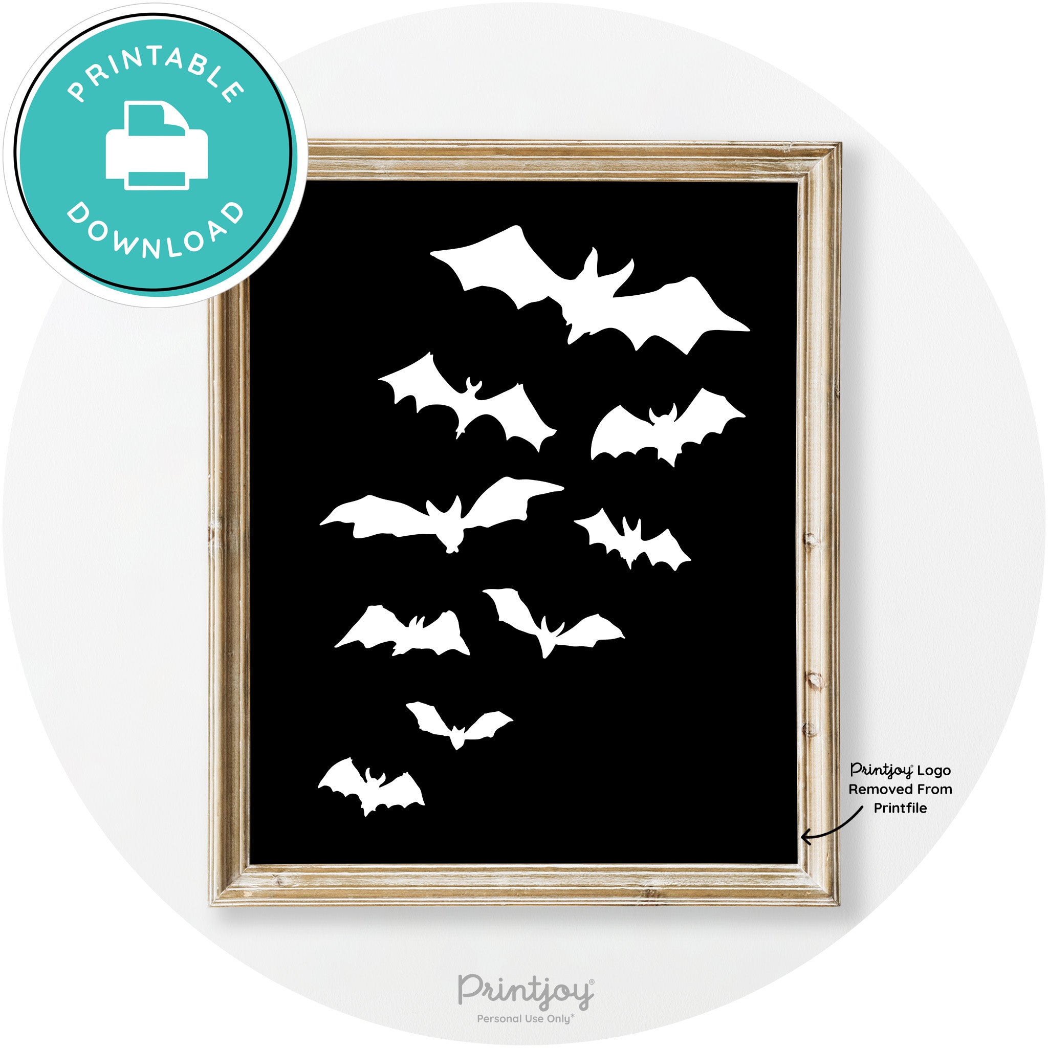 Halloween Bats Silhouette Modern Vintage Wall Art Free Printable