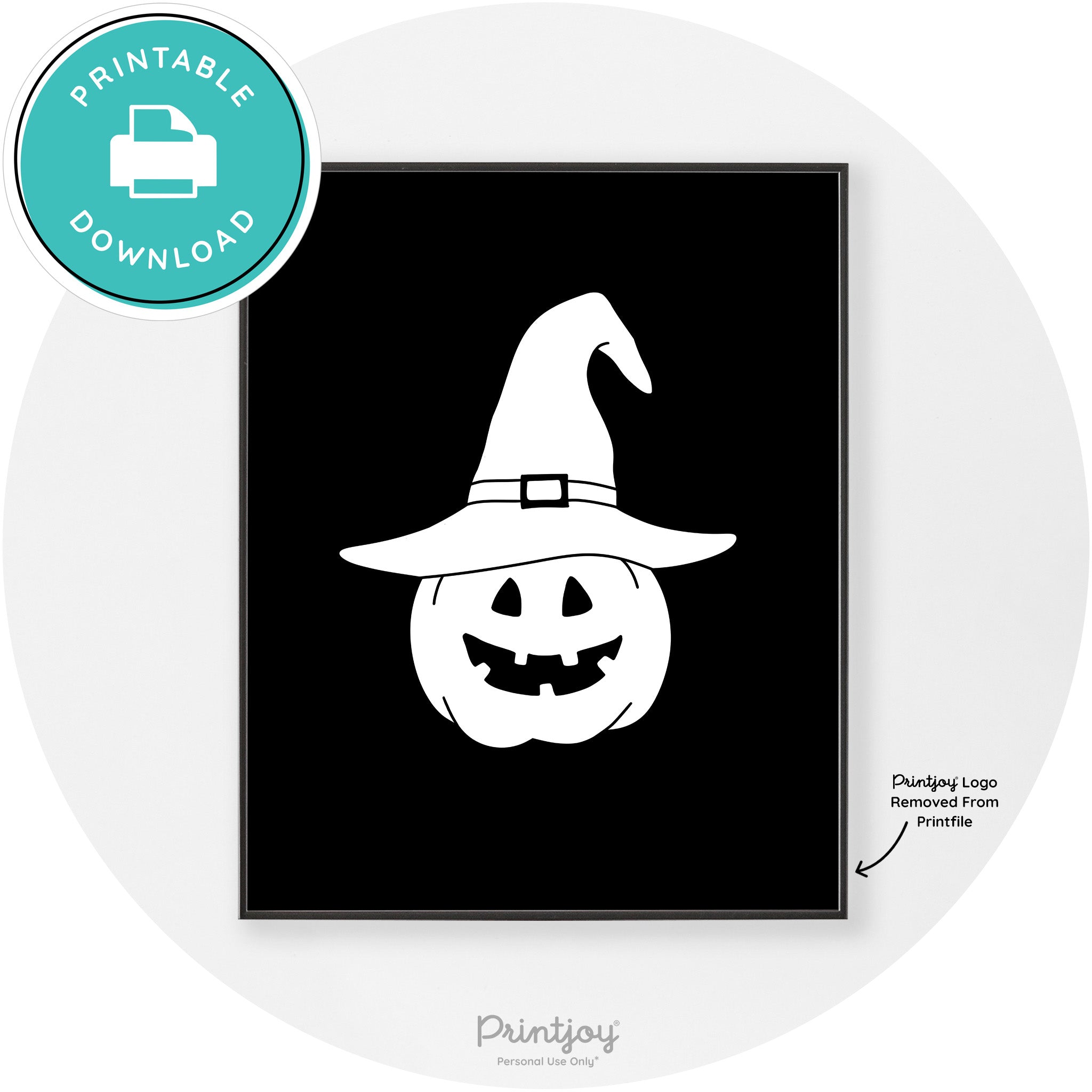 Halloween Cute Witch Jack O Lantern Chic Wall Art Printable