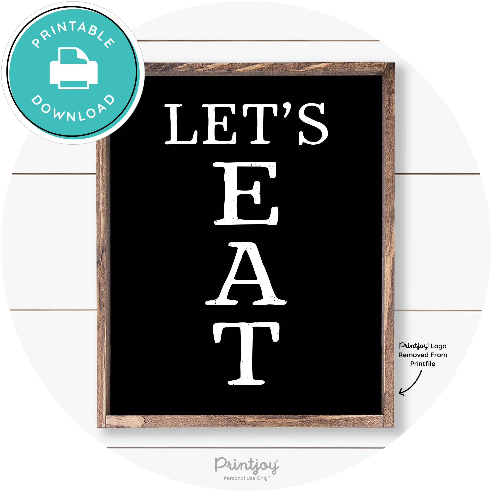 Let's Eat Kitchen Sign Rustic Farmhouse Wall Art Decor Free Printable
