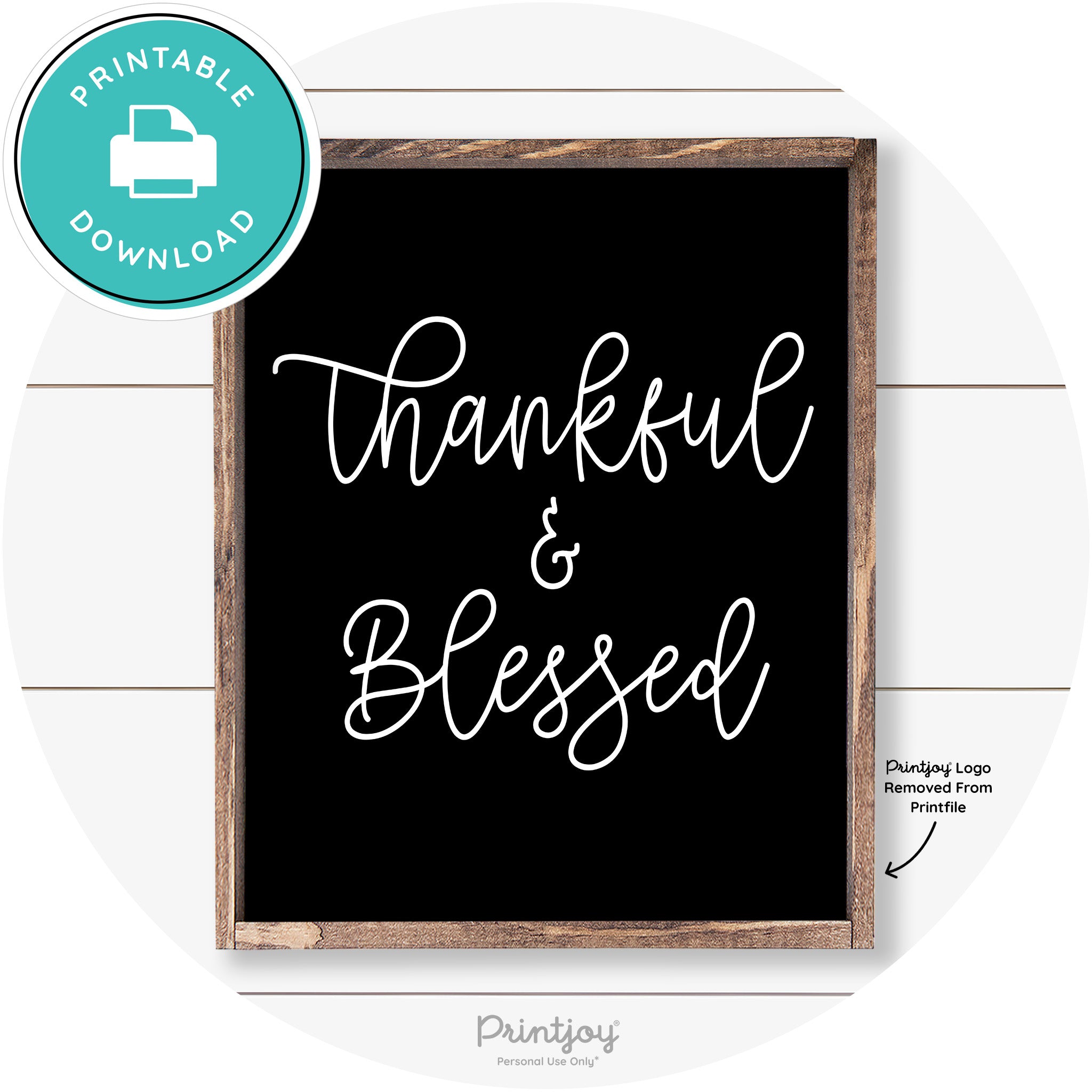 Thankful And Blessed Thanksgiving Farmhouse Wall Art Free Printable