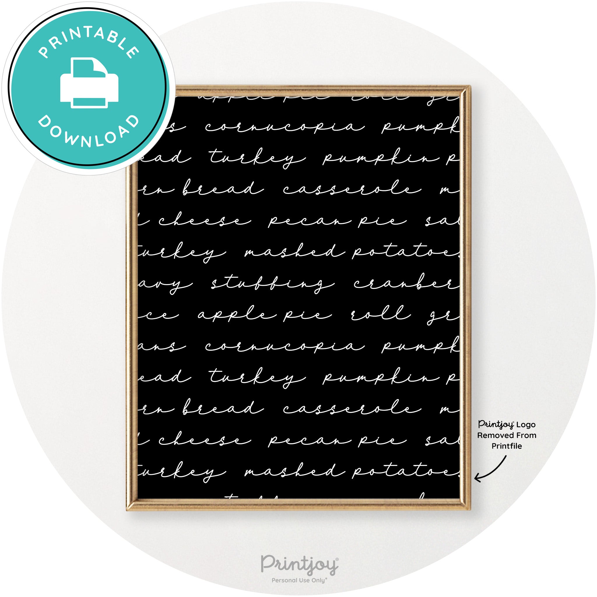 Thanksgiving Dinner Menu Cute Modern Chic Wall Art Free Printable