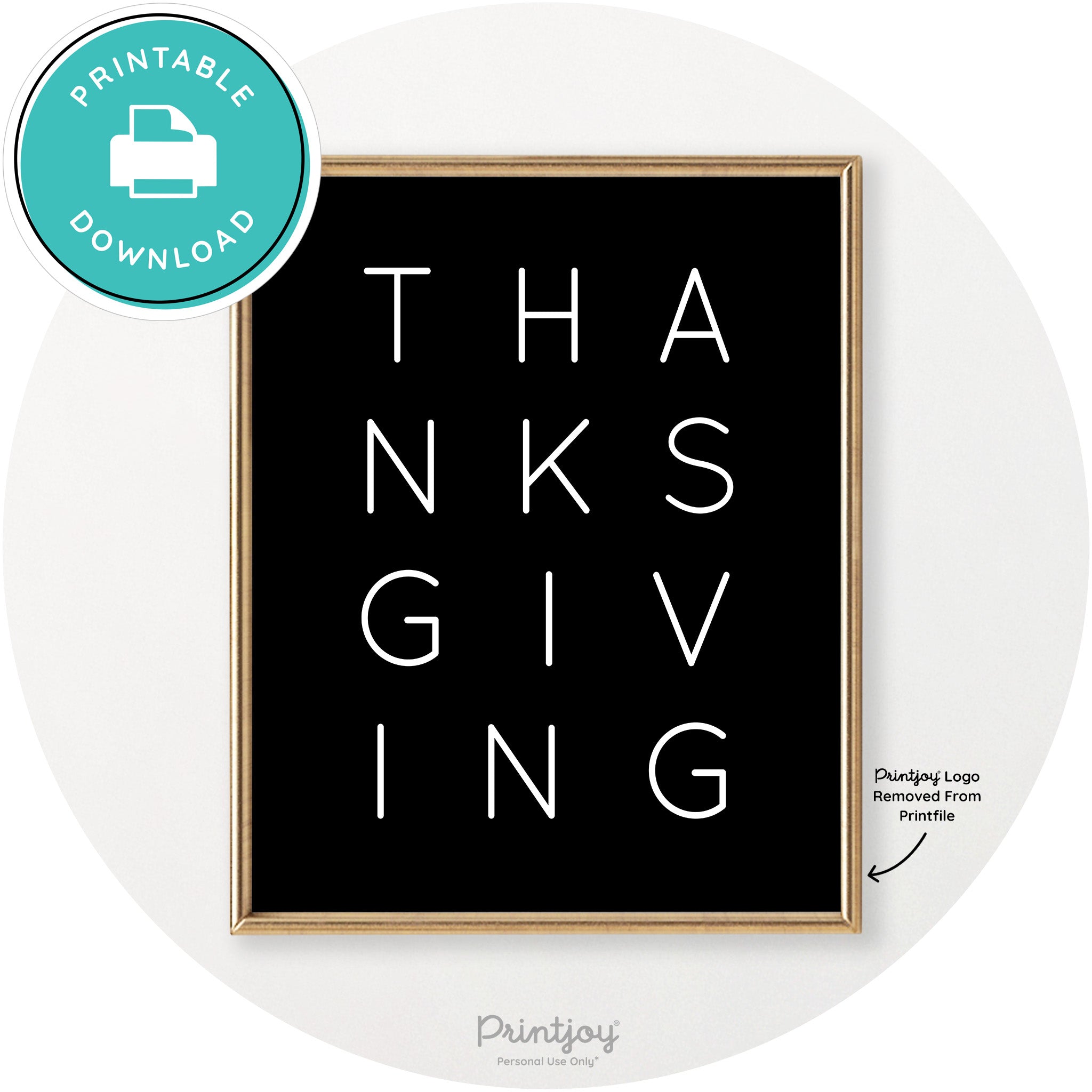 Thanksgiving Cute Typography Modern Chic Wall Art Printable