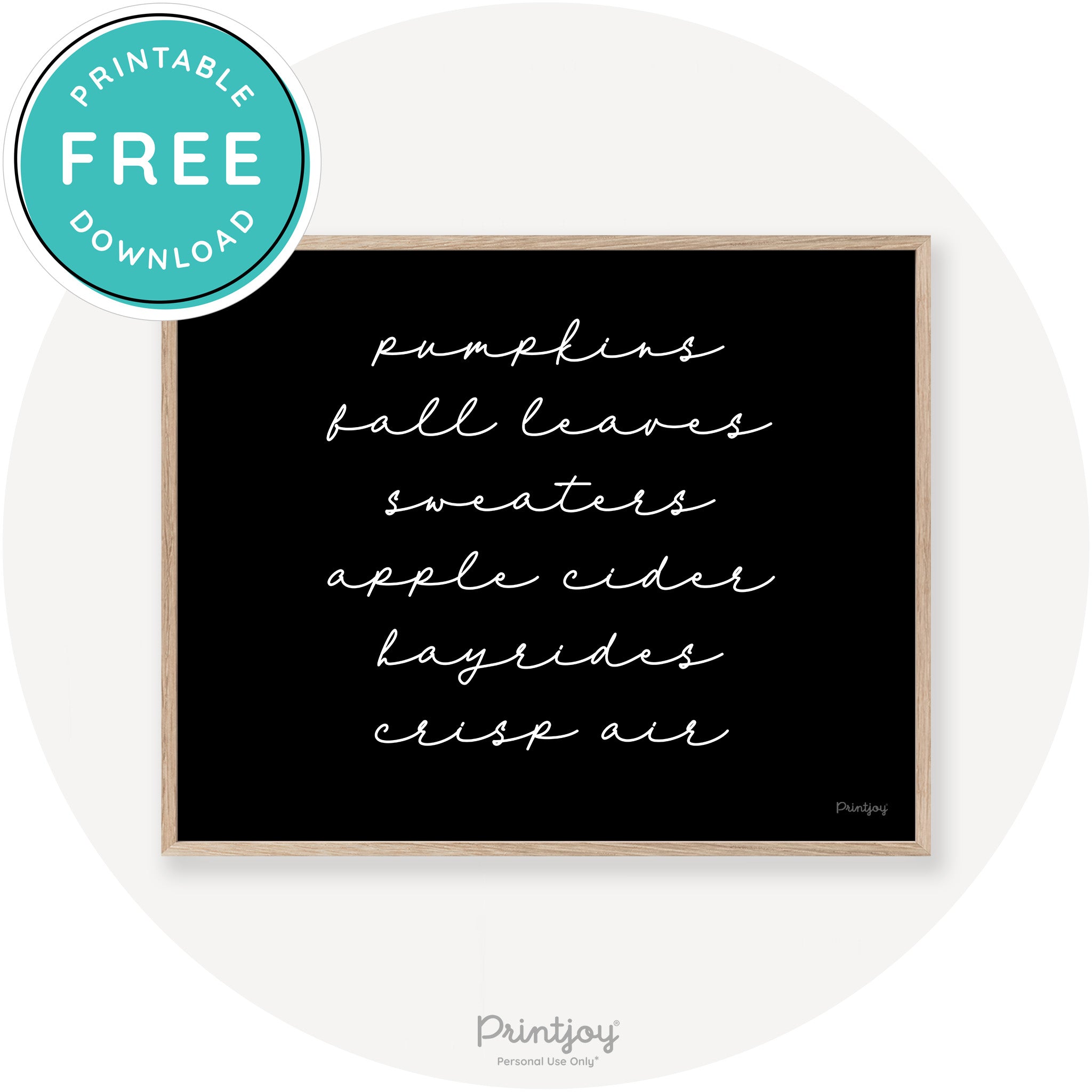 Fall Favorite Things Cute Modern Chic Decor Wall Art Free Printable - Printjoy