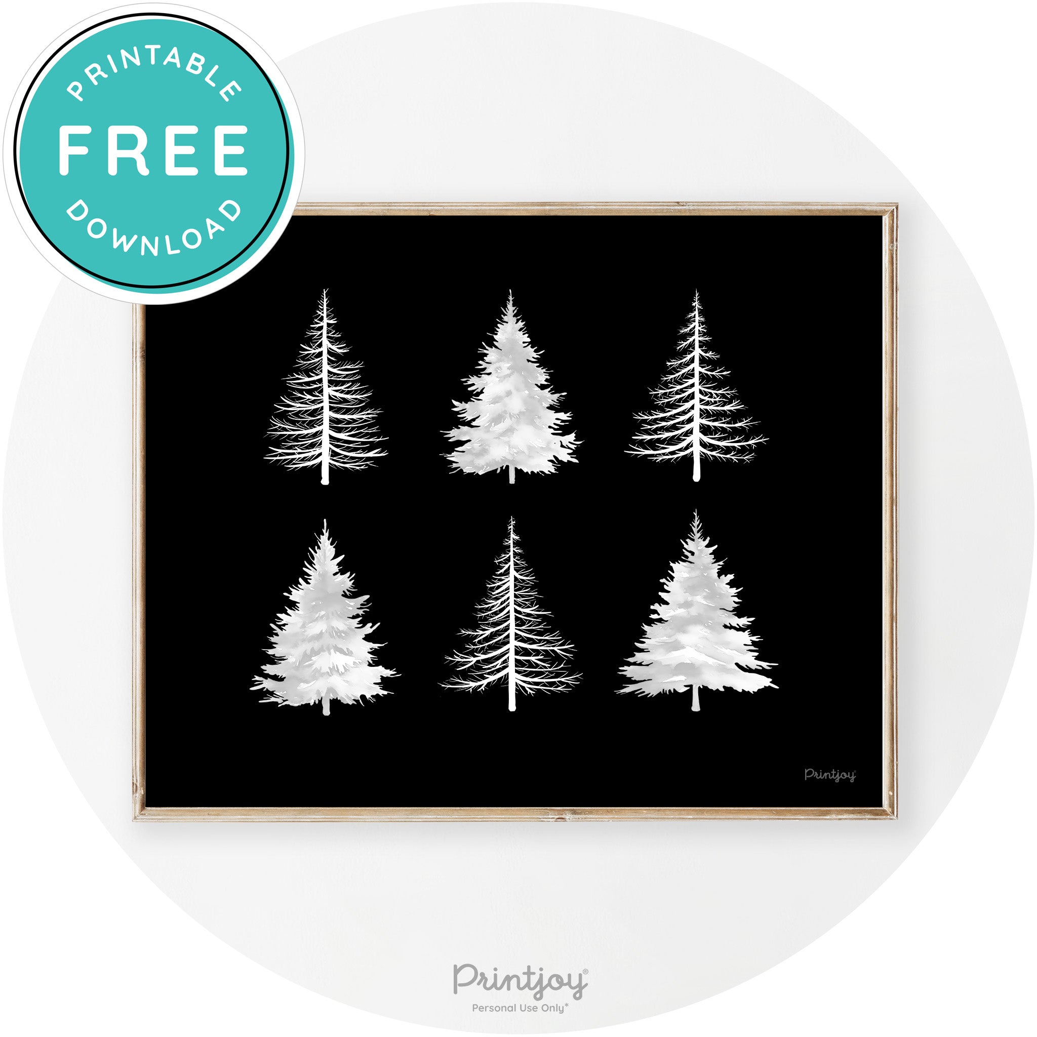 Christmas Trees Silhouette Modern Transitional Wall Art Free Printable - Printjoy
