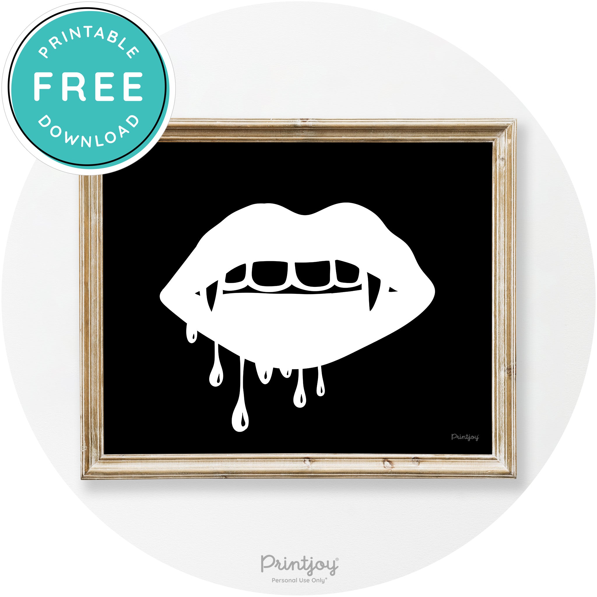 Dracula Fangs Teeth Modern Vintage Halloween Wall Art Free Printable
