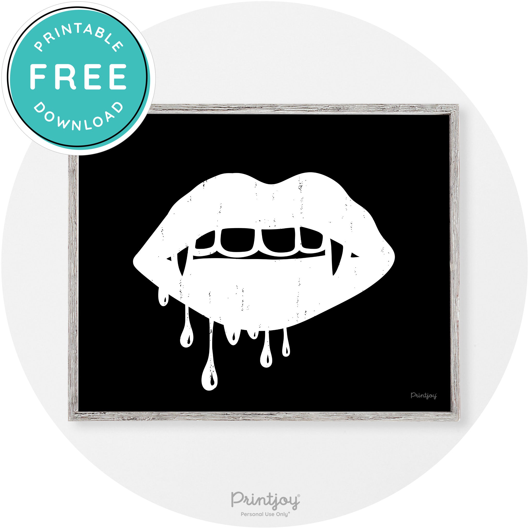 Dracula Fangs Teeth Modern Vintage Halloween Wall Art Free Printable - Printjoy