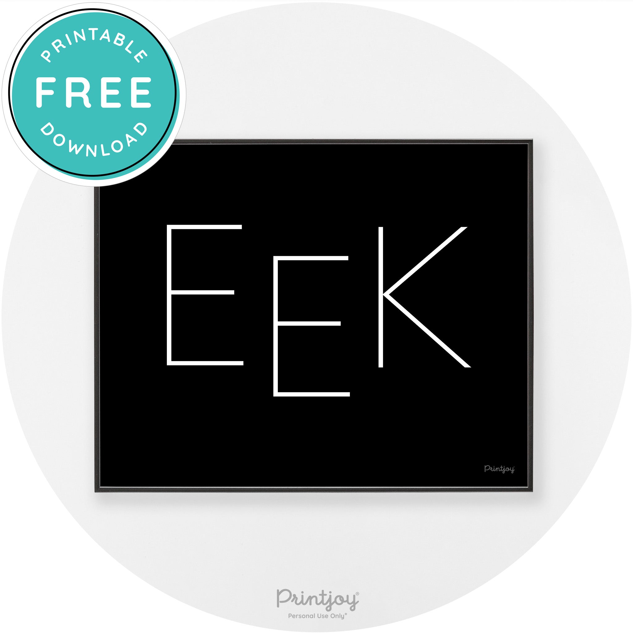Eek Halloween Modern Chic Lettering Wall Art Decor Free Printable