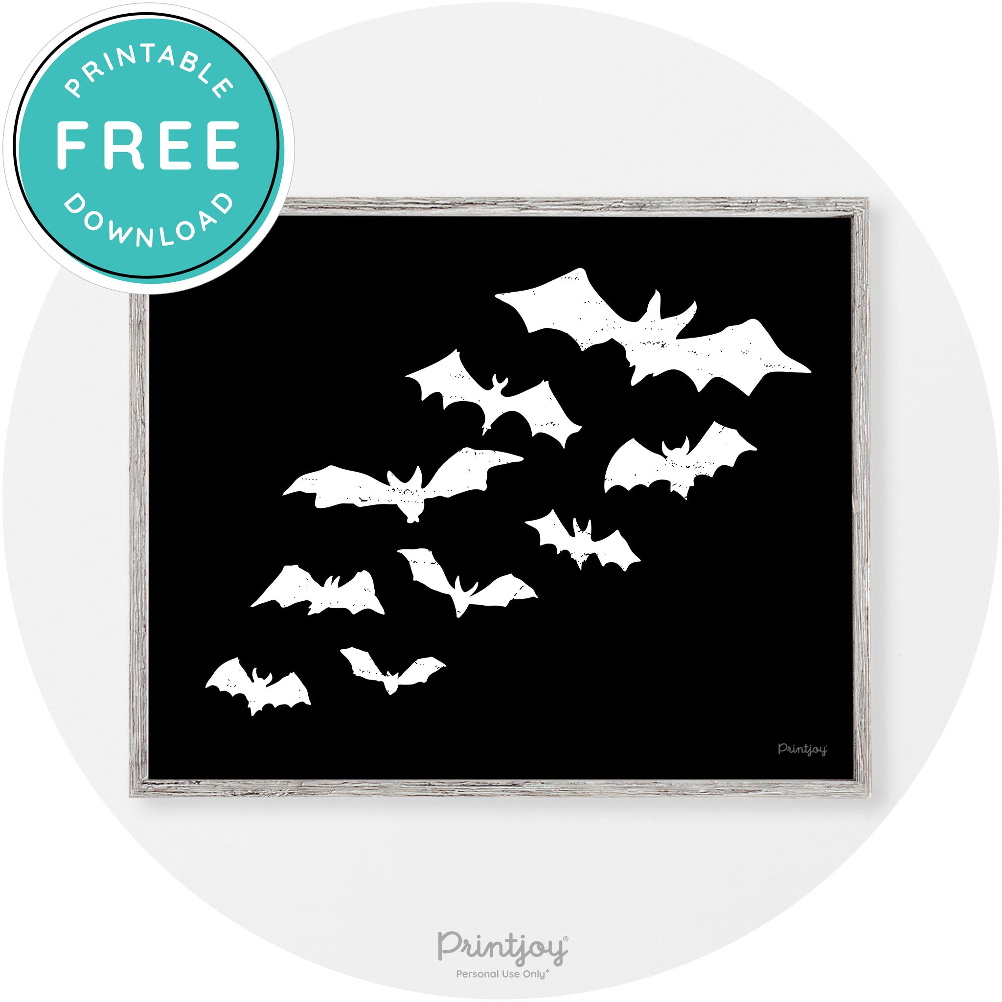 Halloween Bats Silhouette Modern Vintage Wall Art Free Printable - Printjoy