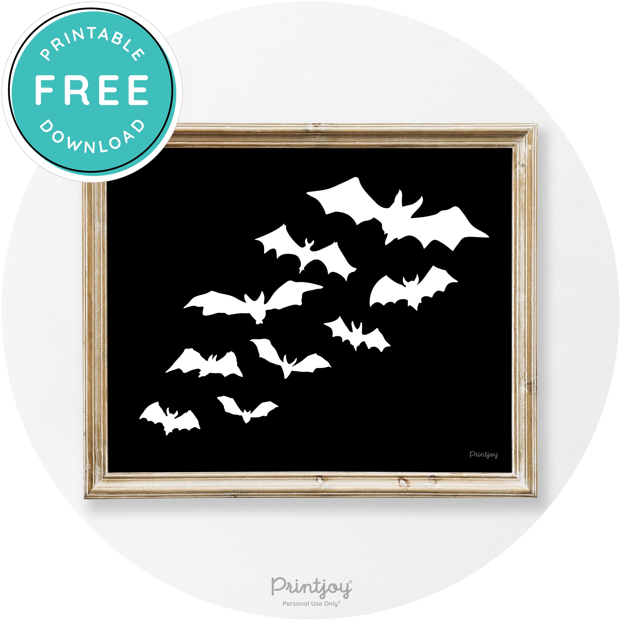 Halloween Bats Silhouette Modern Vintage Wall Art Free Printable