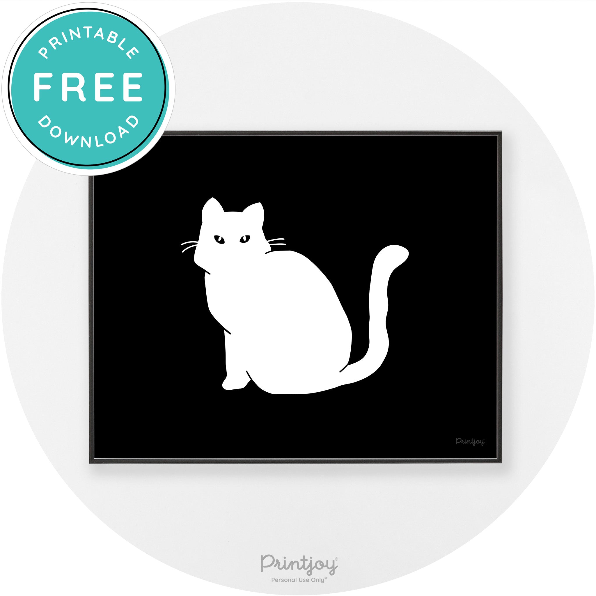 Halloween Spooky Cat Modern Chic Wall Art Decor Printable - Printjoy