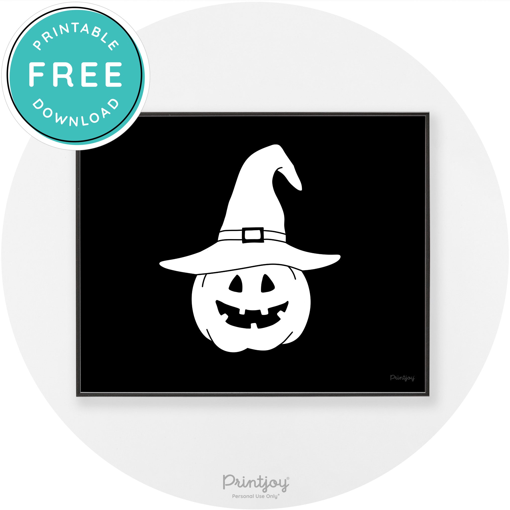 Halloween Cute Witch Jack O Lantern Chic Wall Art Printable