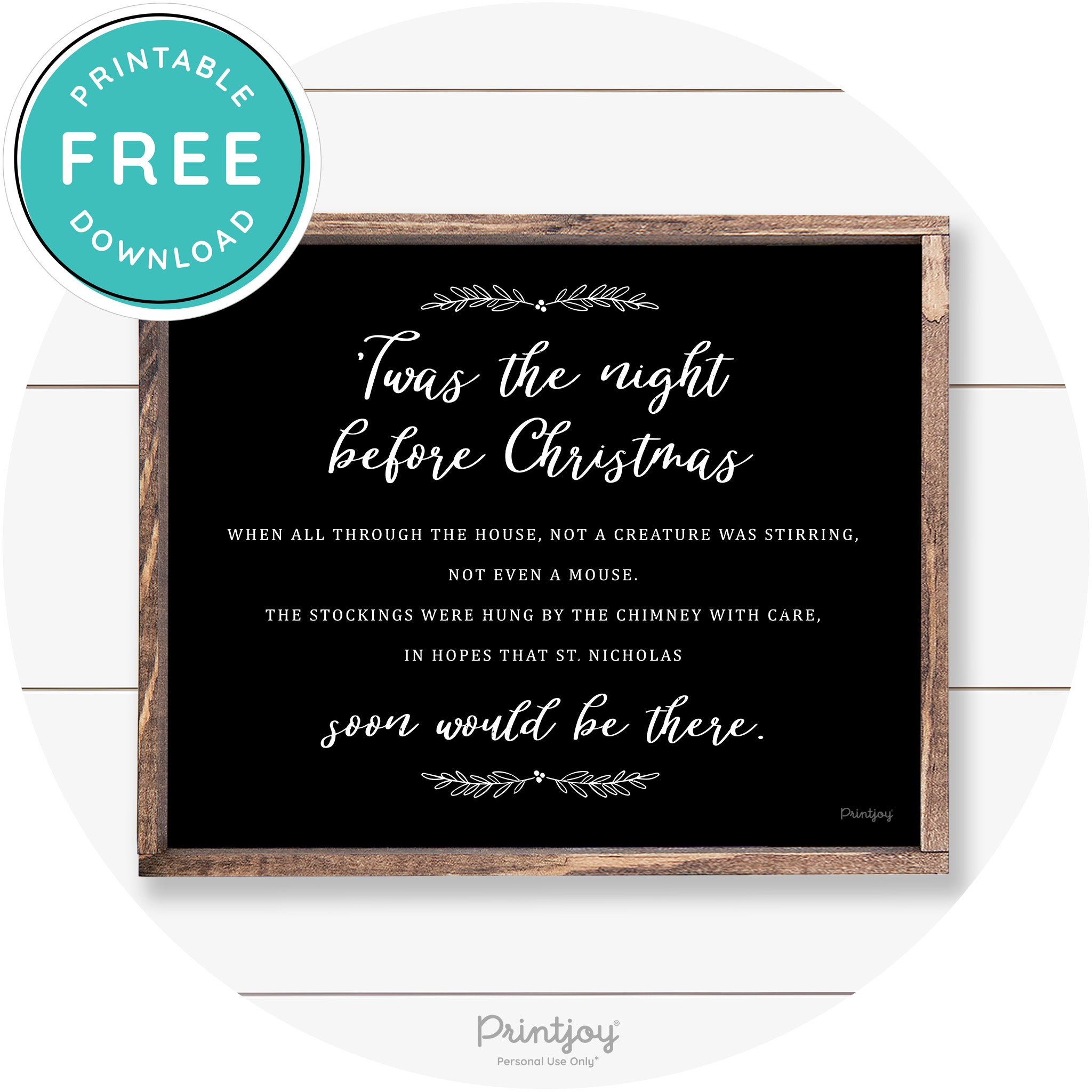 'Twas The Night Before Christmas Farmhouse Wall Art Free Printable