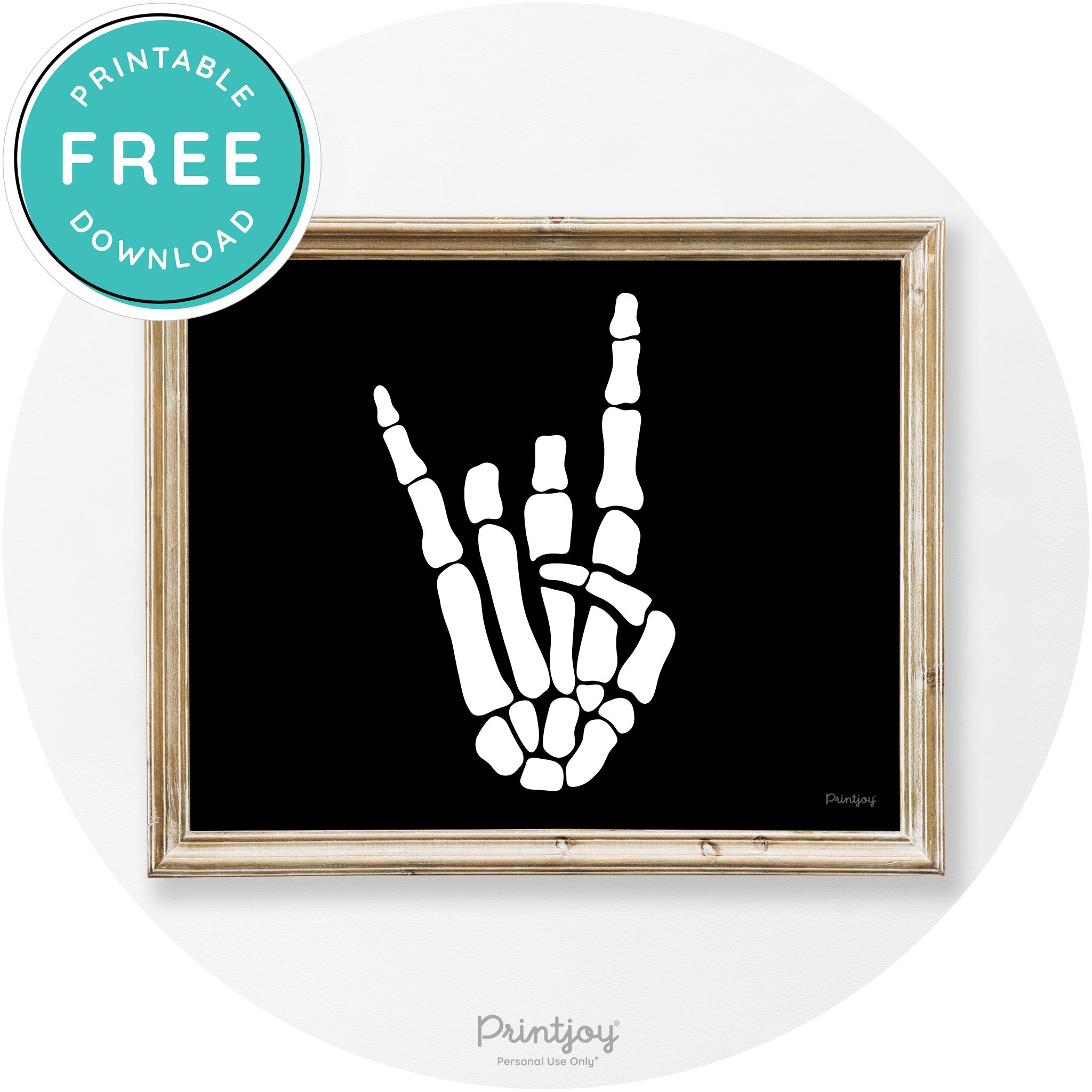 Skeleton Rock On Hand Bones Vintage Halloween Wall Art Free Printable