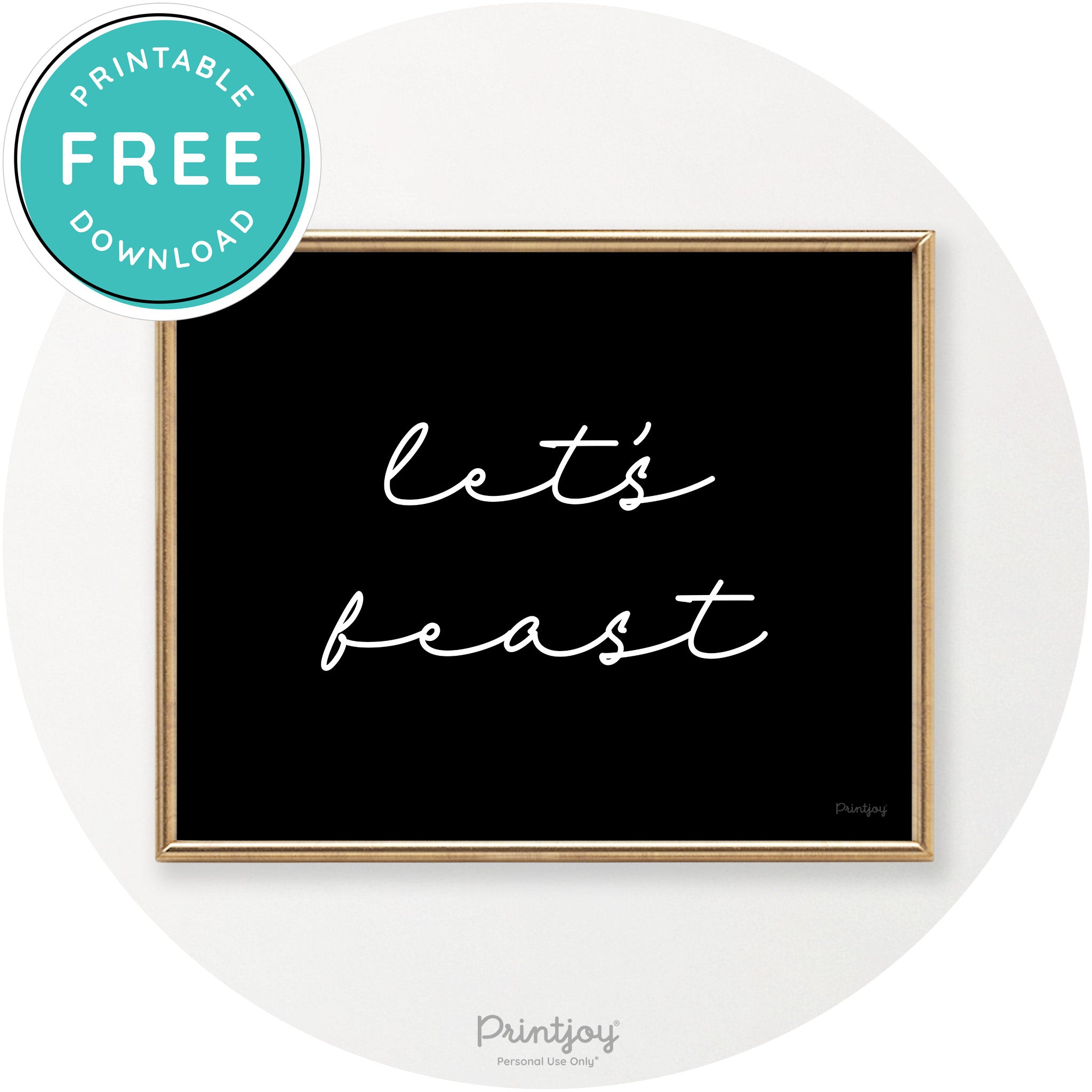 Let's Feast Cute Thanksgiving Modern Chic Wall Art Printable