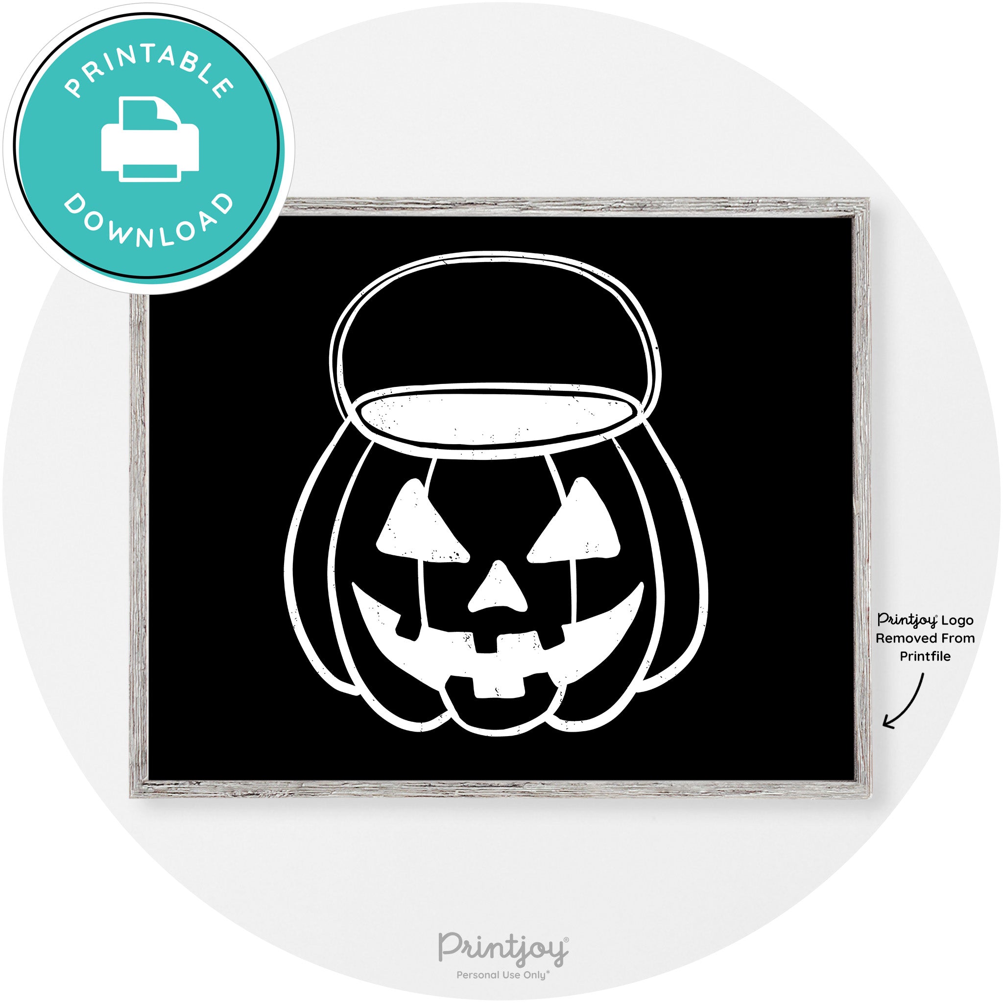 Jack O Lantern Treat Bucket Vintage Halloween Wall Art Free Printable - Printjoy