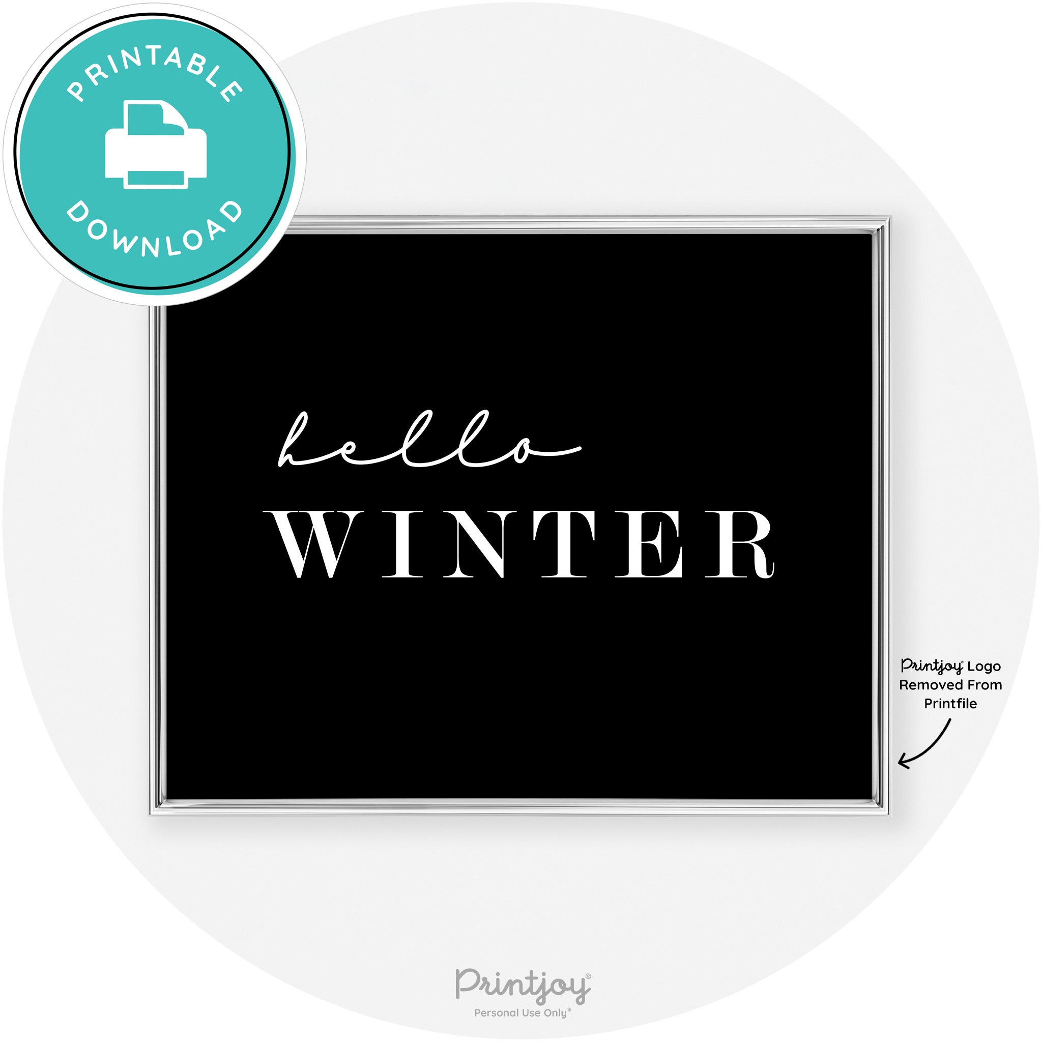 Hello Winter Cute Seasonal Modern Chic Wall Art Decor Free Printable