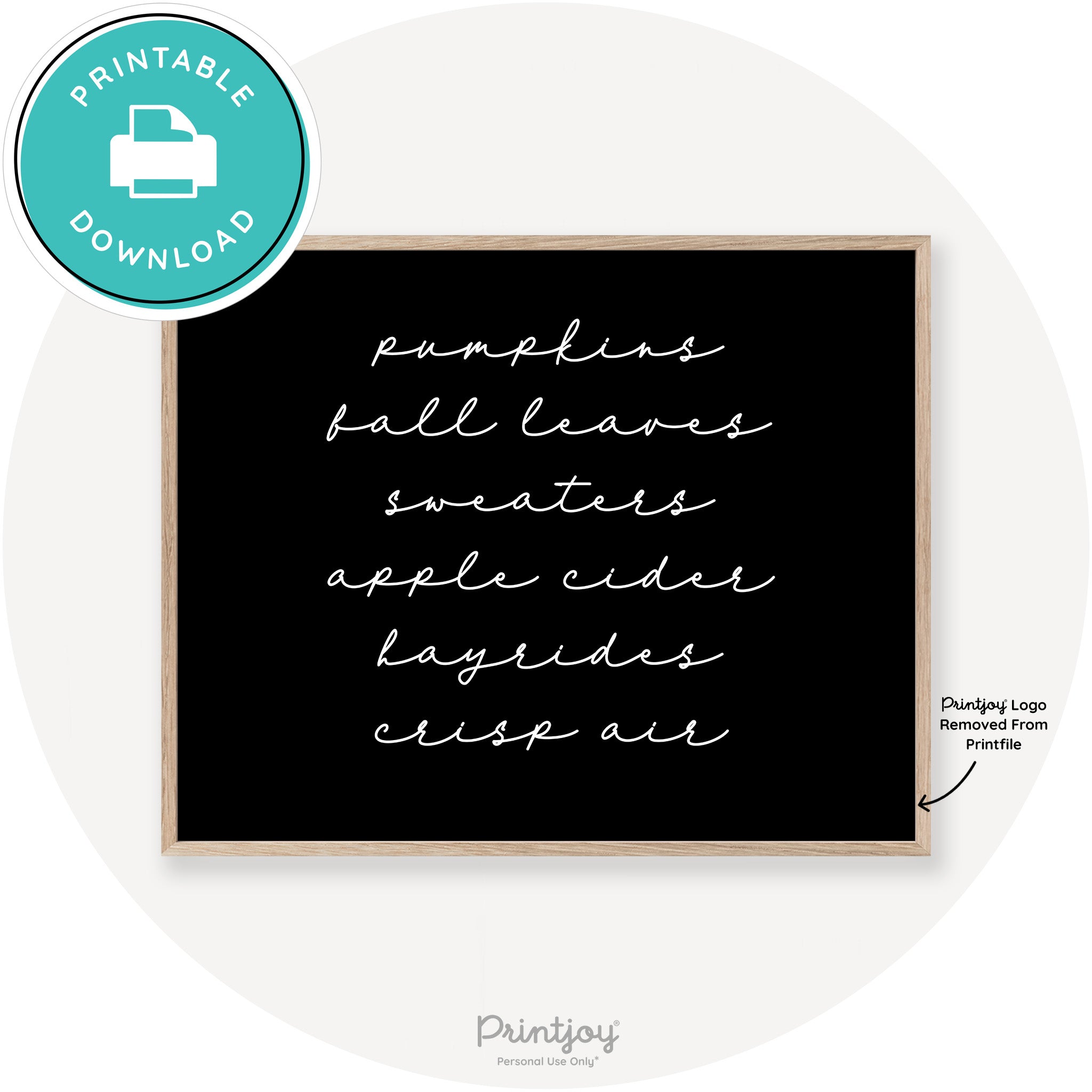 Fall Favorite Things Cute Modern Chic Decor Wall Art Free Printable - Printjoy