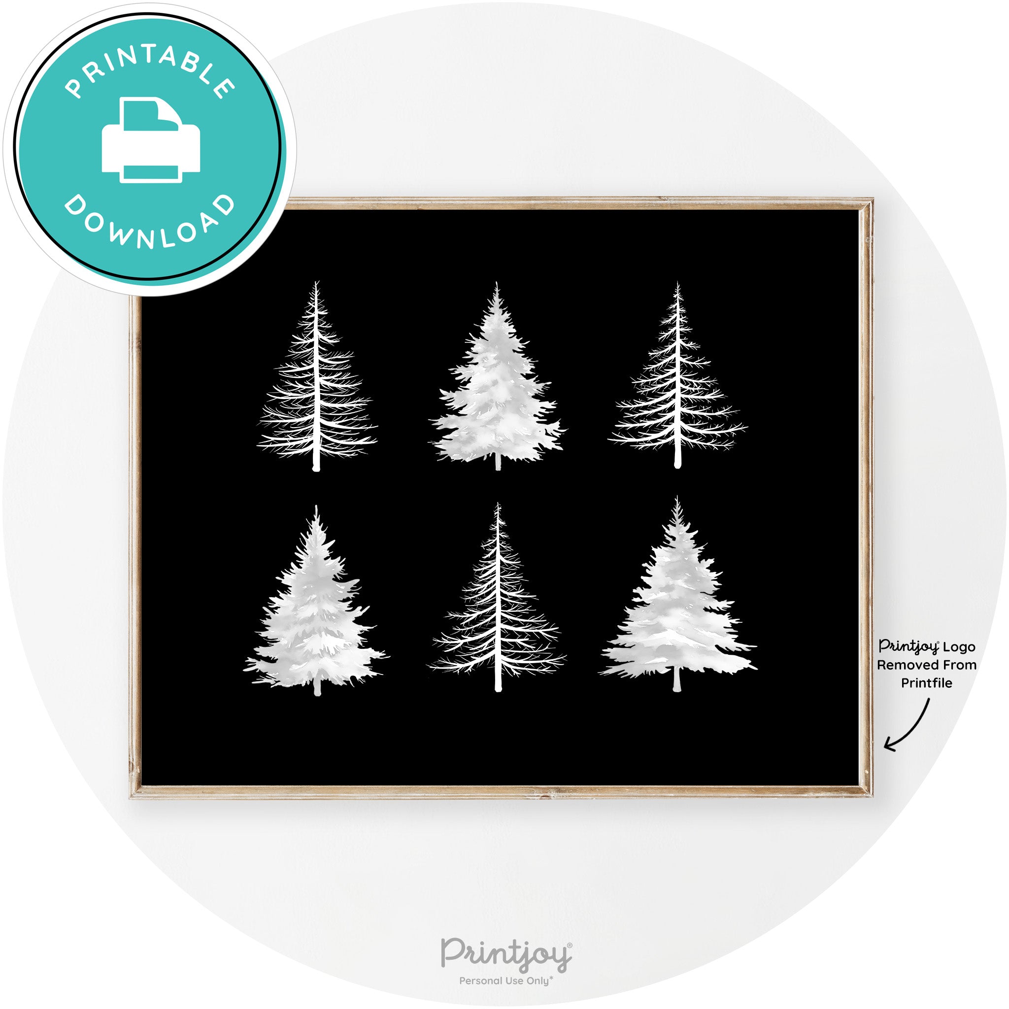 Christmas Trees Silhouette Modern Transitional Wall Art Free Printable - Printjoy