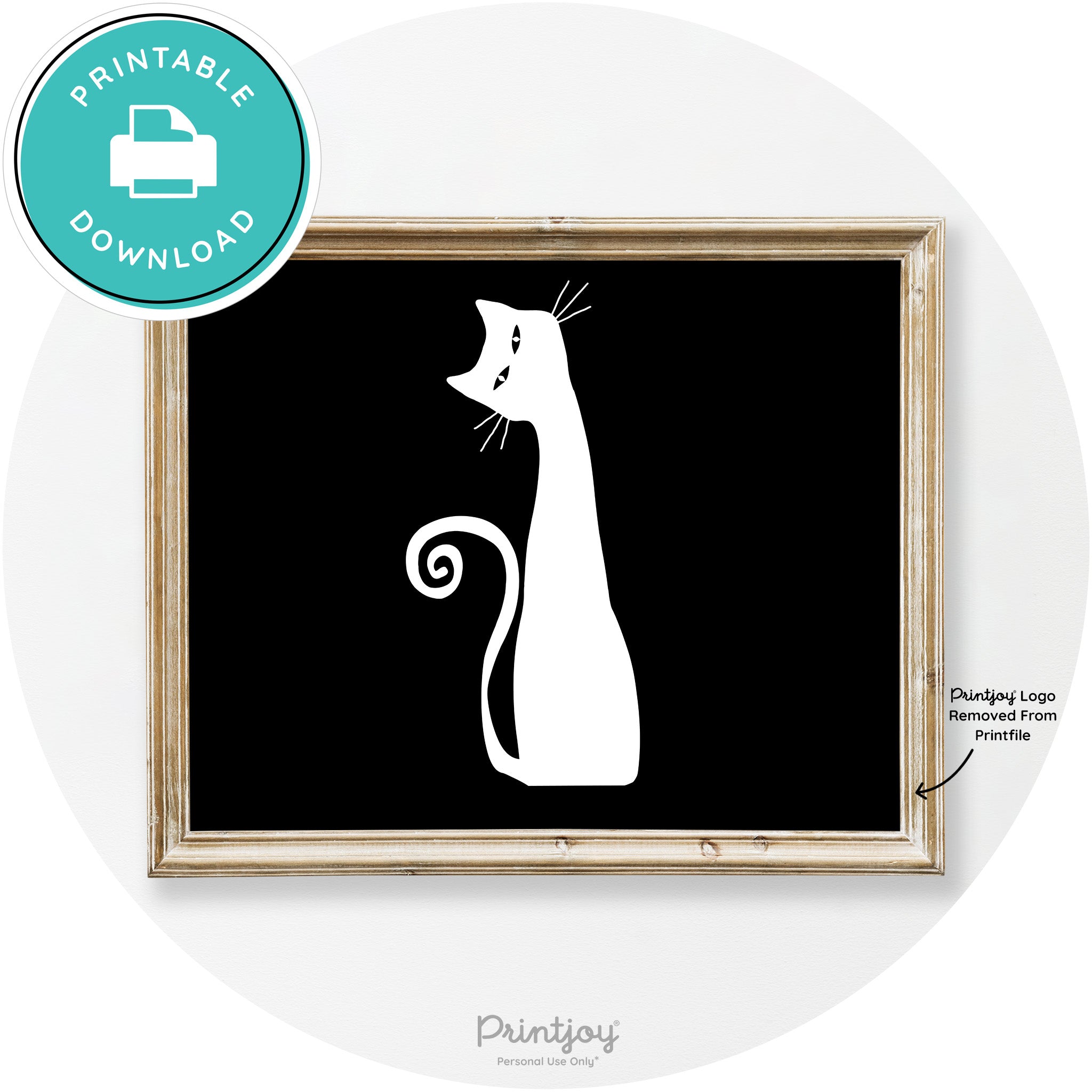 Creepy Skinny Cat Modern Vintage Halloween Wall Art Free Printable