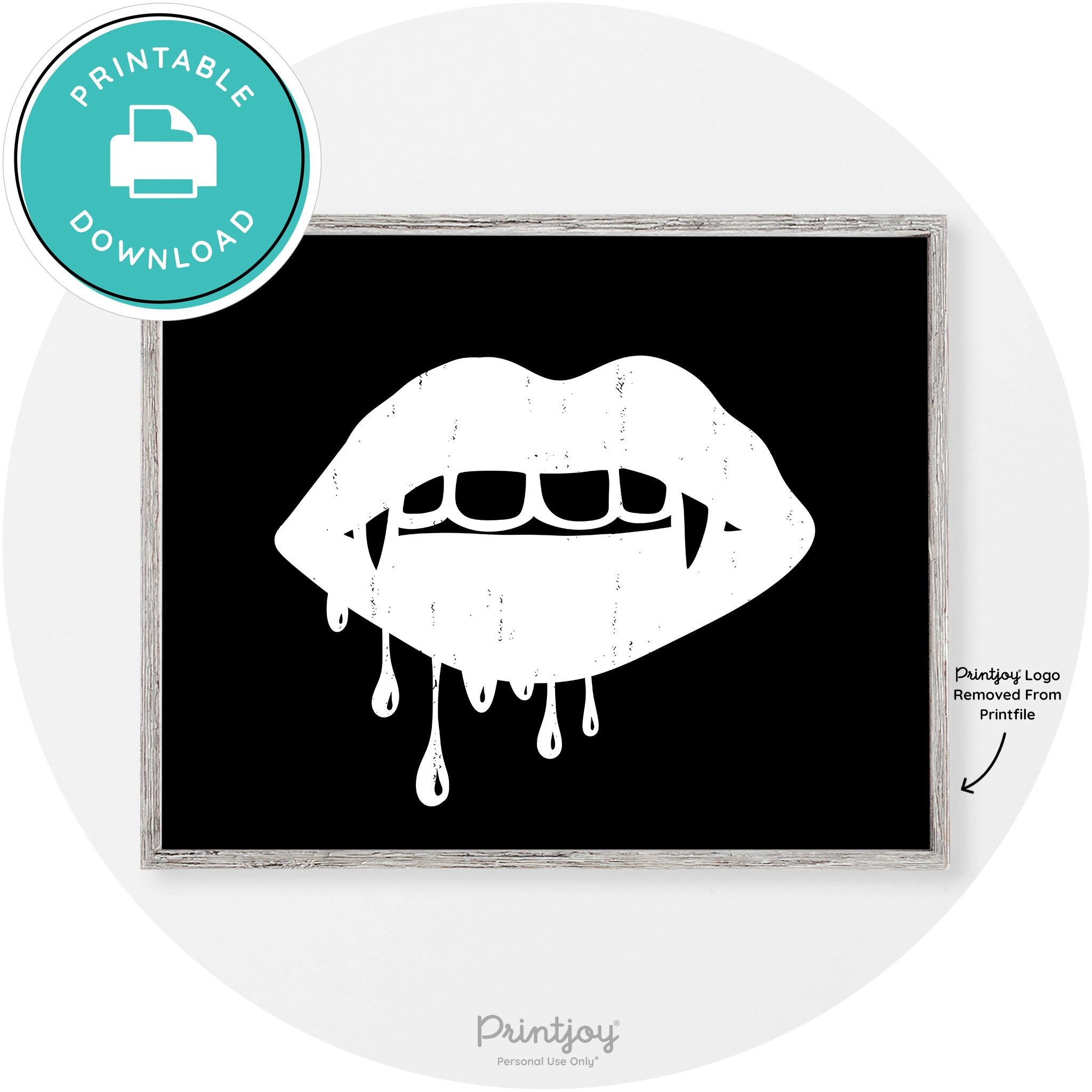 Dracula Fangs Teeth Modern Vintage Halloween Wall Art Free Printable - Printjoy