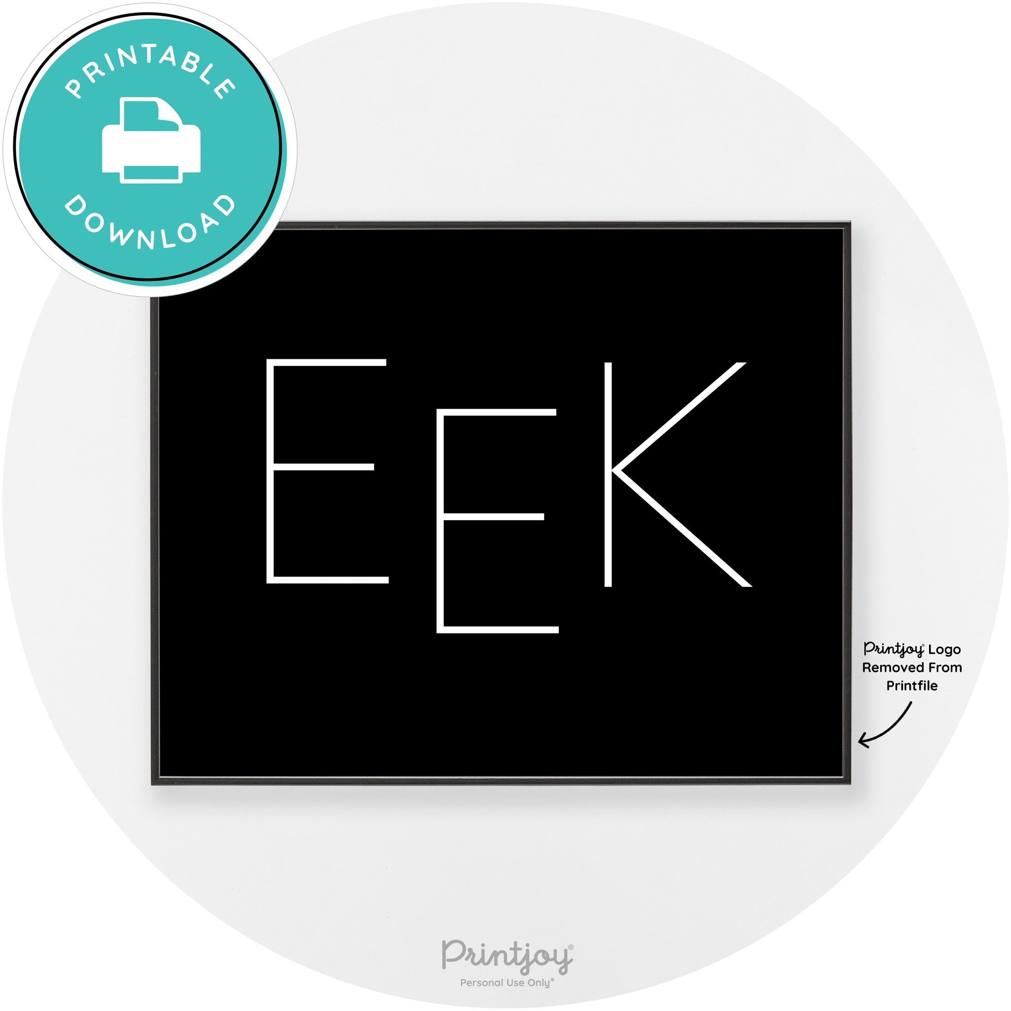 Eek Halloween Modern Chic Lettering Wall Art Decor Free Printable