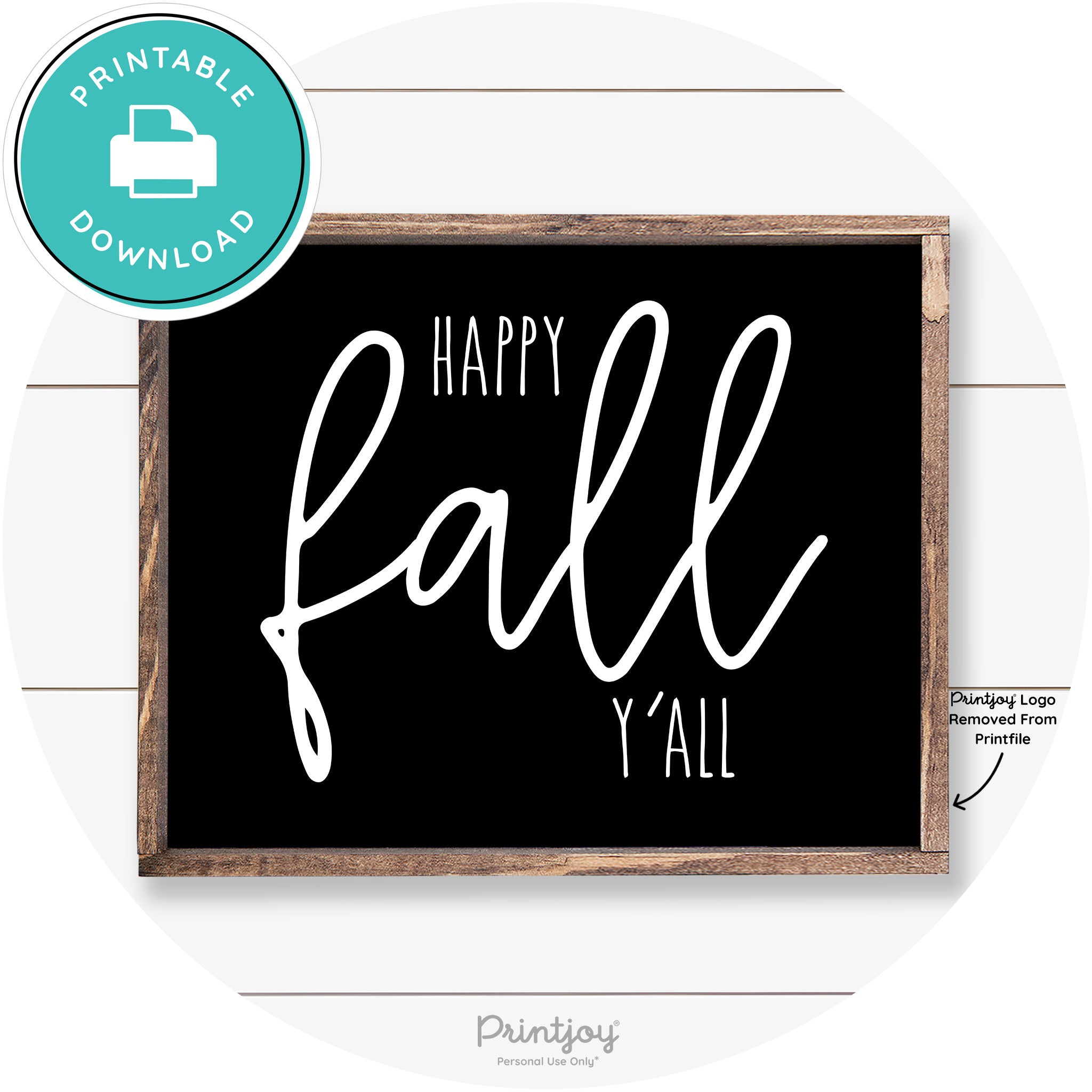 Happy Fall Y'all Cute Farmhouse Autumn Wall Art Decor Free Printable