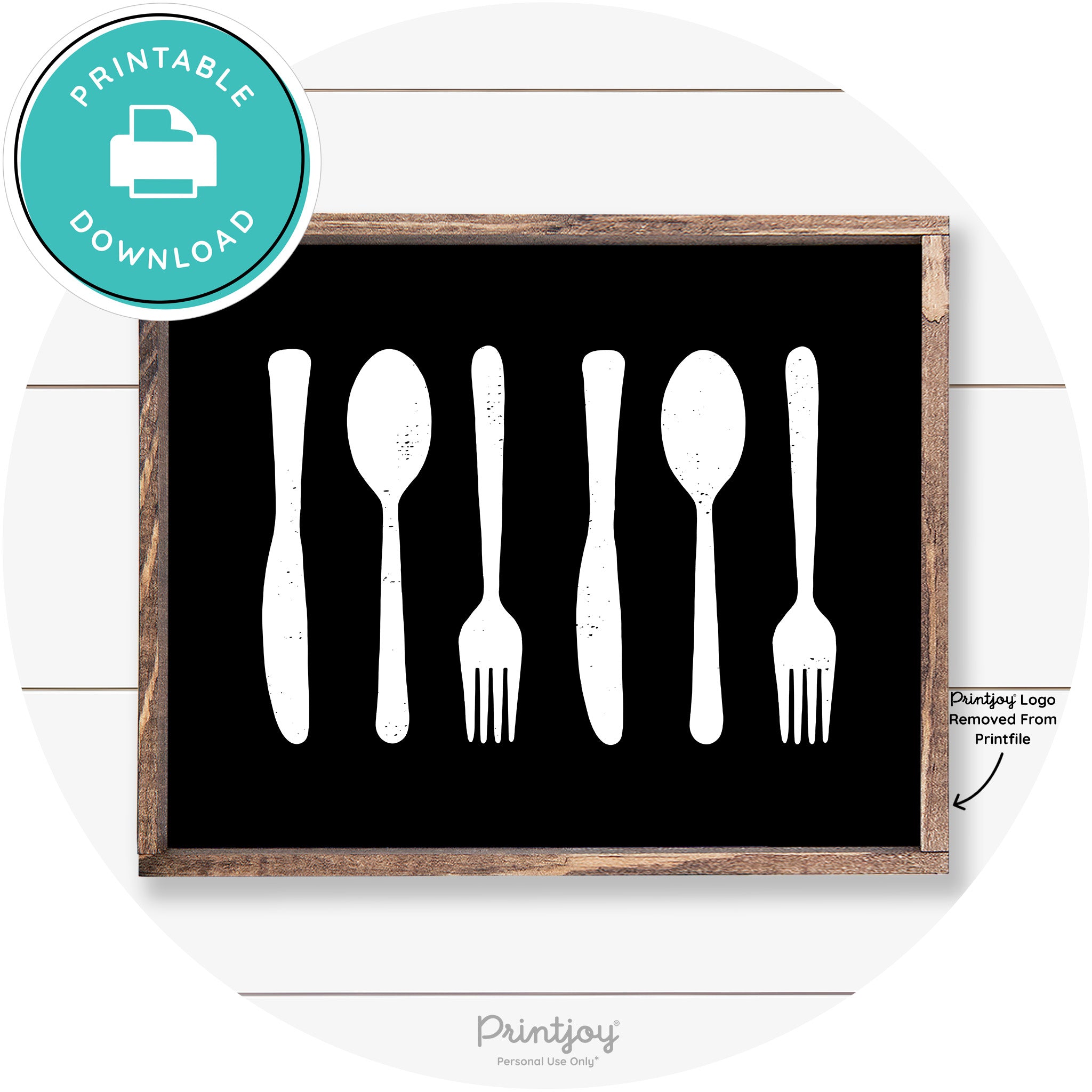 Fork Spoon Knife Pattern Farmhouse Kitchen Wall Art Free Printable