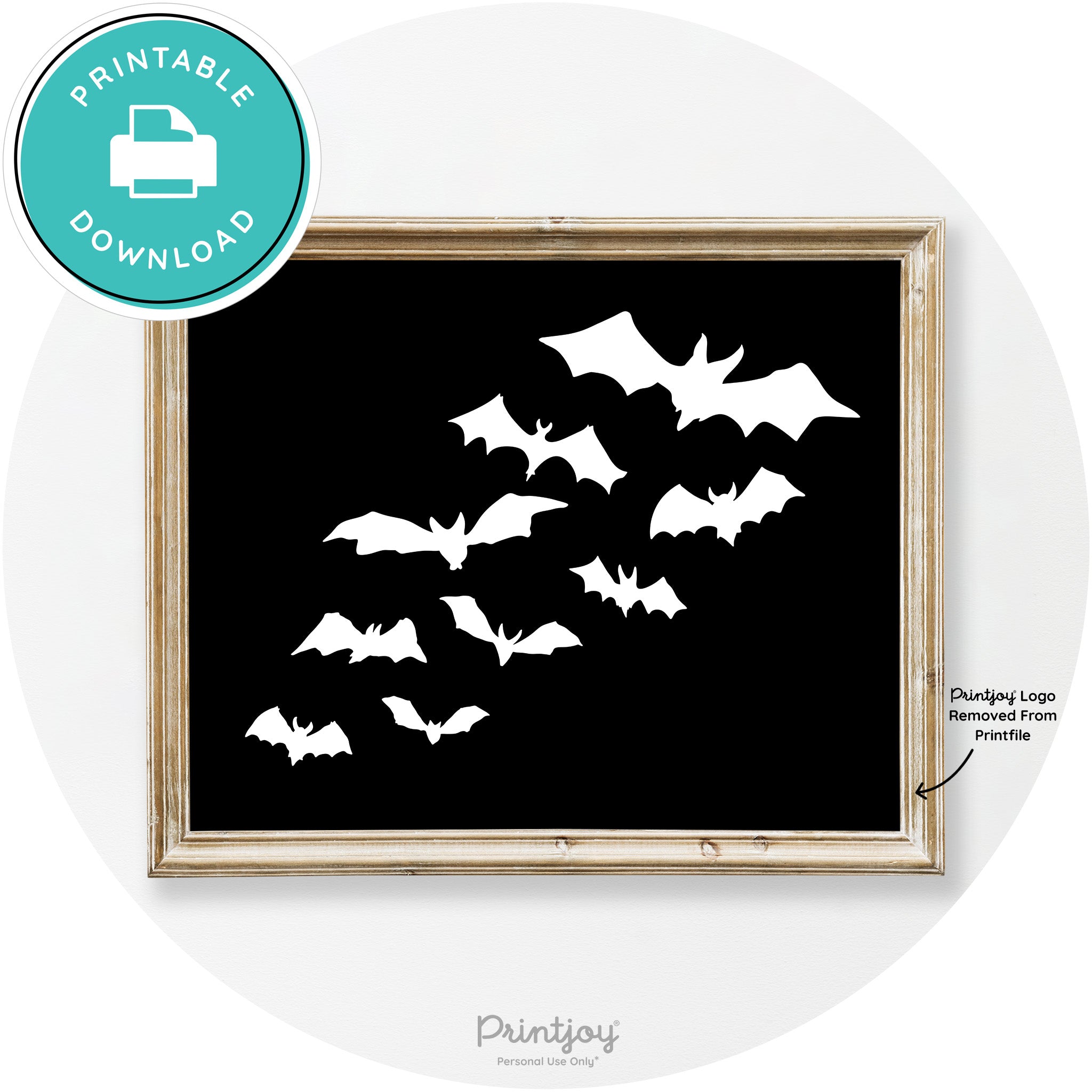 Halloween Bats Silhouette Modern Vintage Wall Art Free Printable