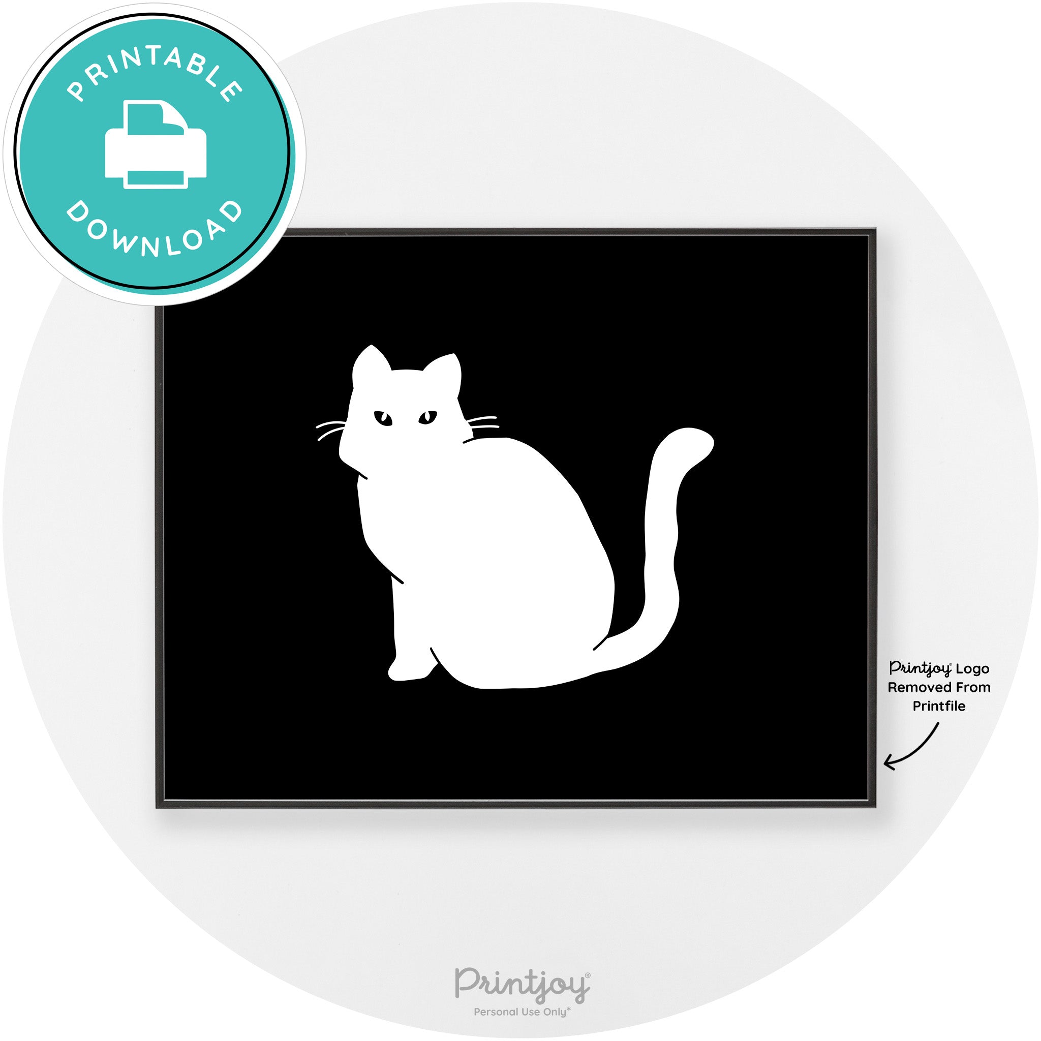 Halloween Spooky Cat Modern Chic Wall Art Decor Printable - Printjoy