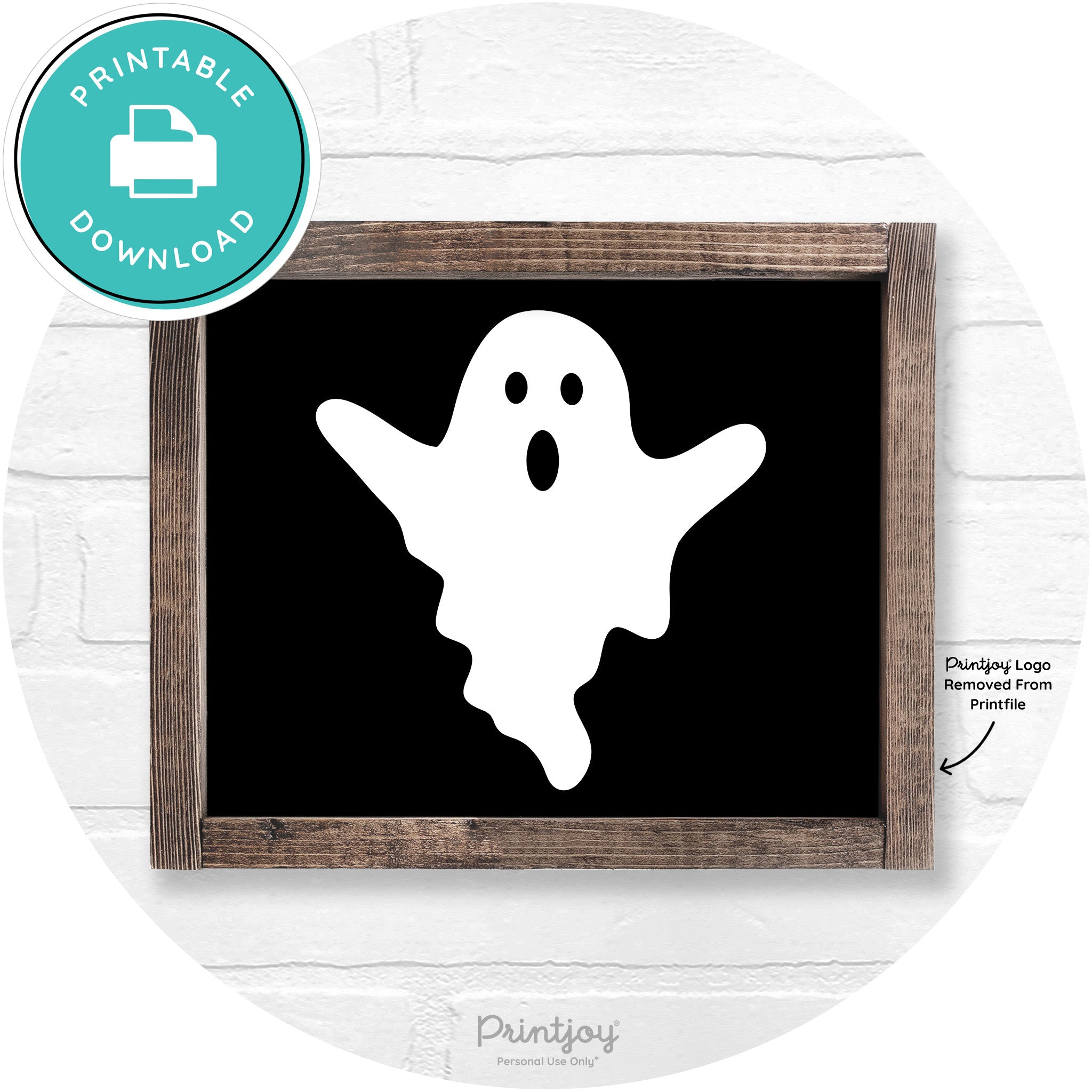 Halloween Cute Ghost Rustic Farmhouse Wall Art Free Printable