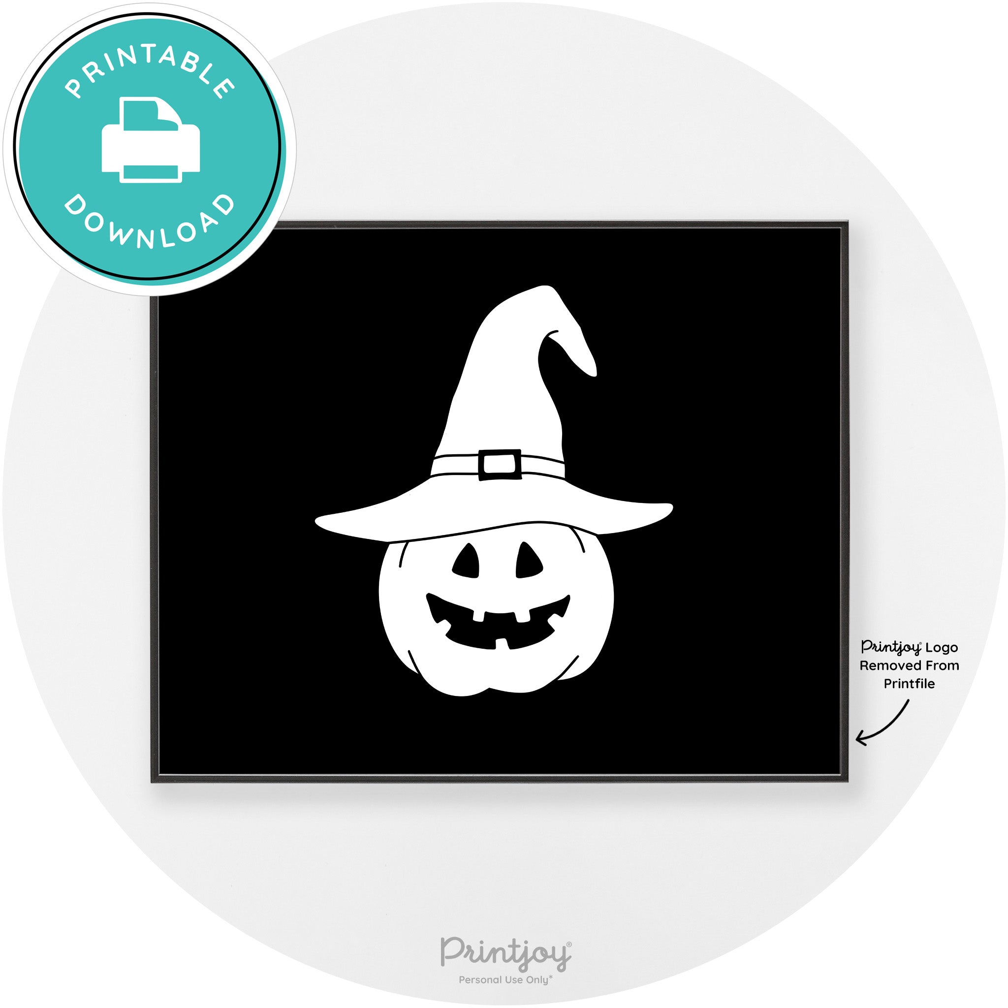 Halloween Cute Witch Jack O Lantern Chic Wall Art Printable