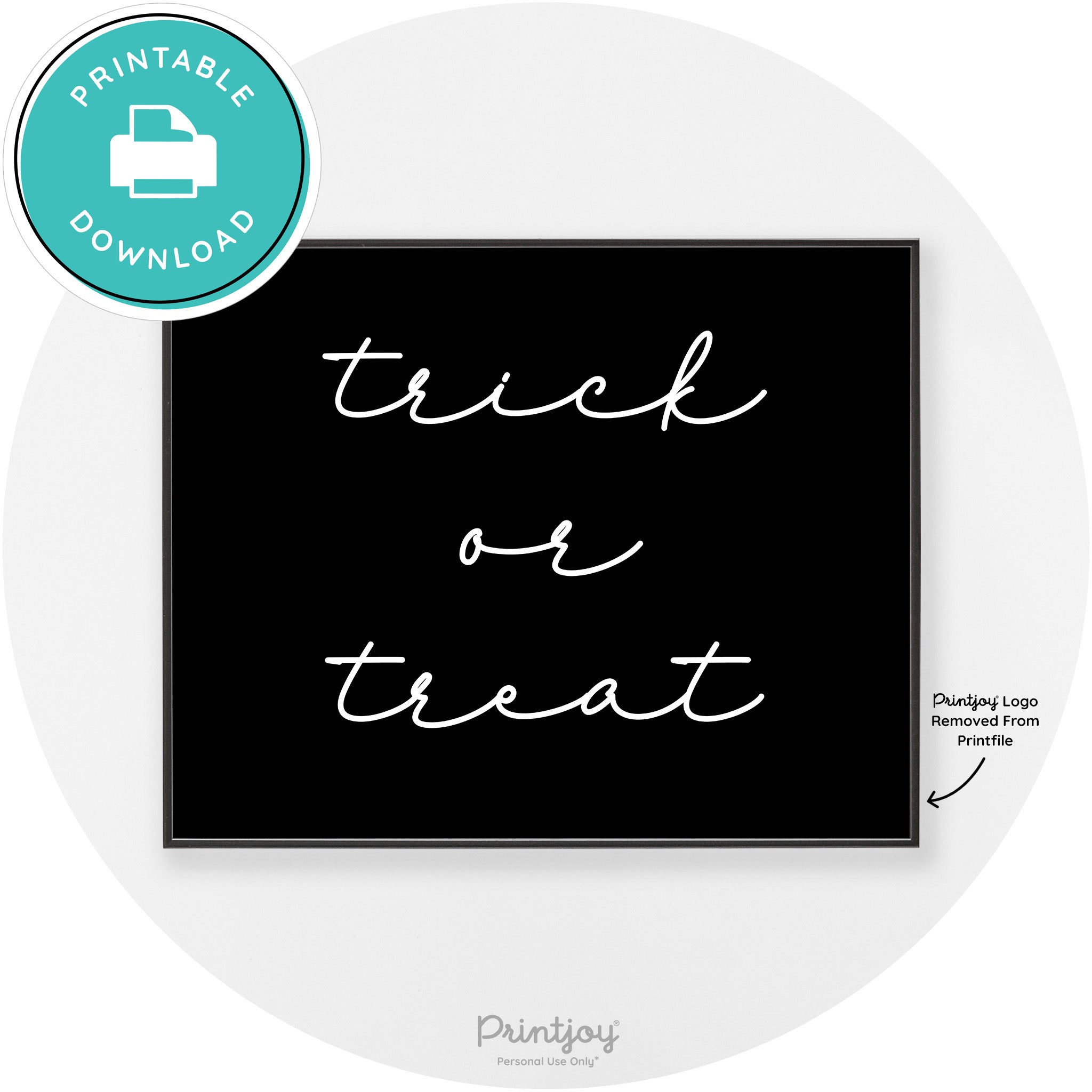 Halloween Cute Trick Or Treat Modern Chic Wall Art Printable - Printjoy