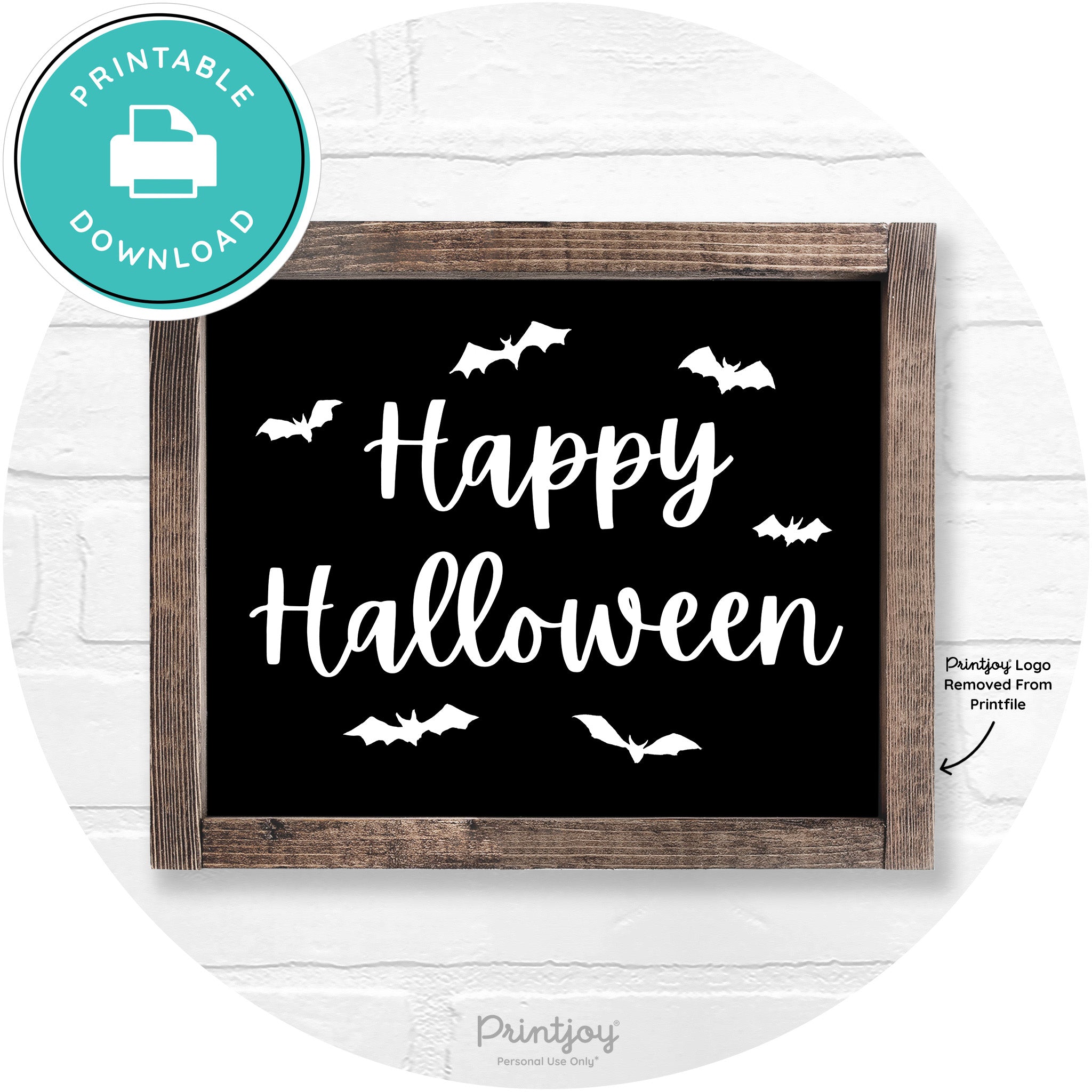 Happy Halloween Bats Rustic Farmhouse Wall Art Printable