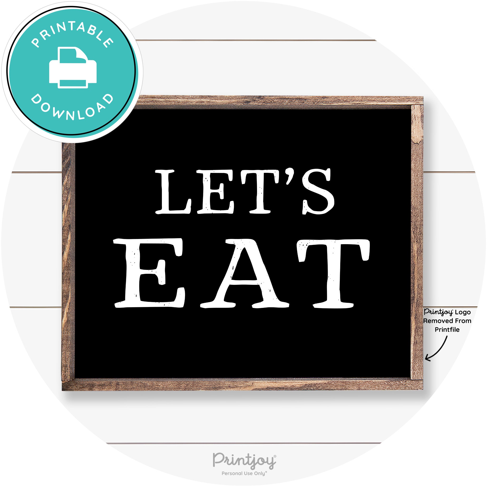 Let's Eat Kitchen Sign Rustic Farmhouse Wall Art Decor Free Printable