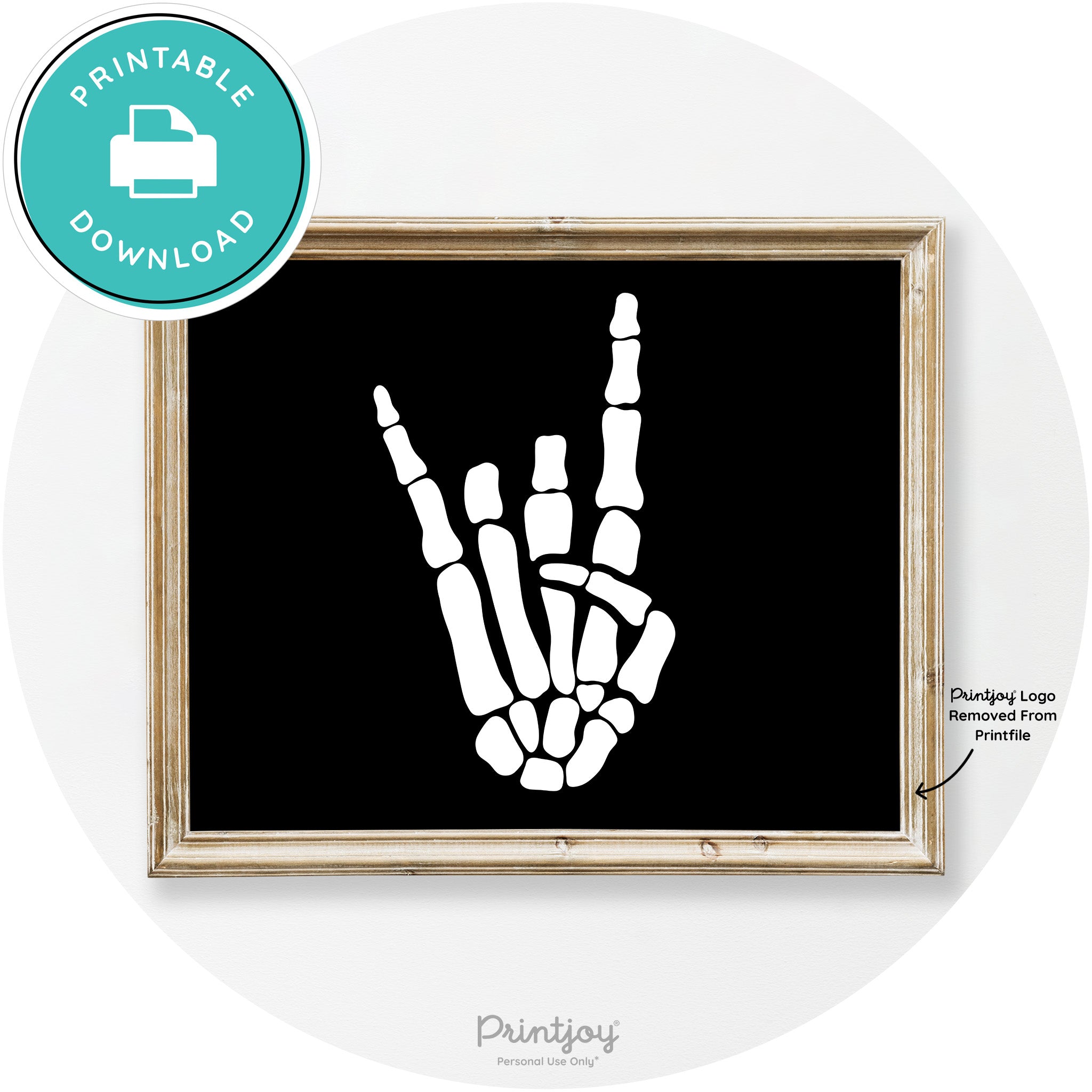 Skeleton Rock On Hand Bones Vintage Halloween Wall Art Free Printable