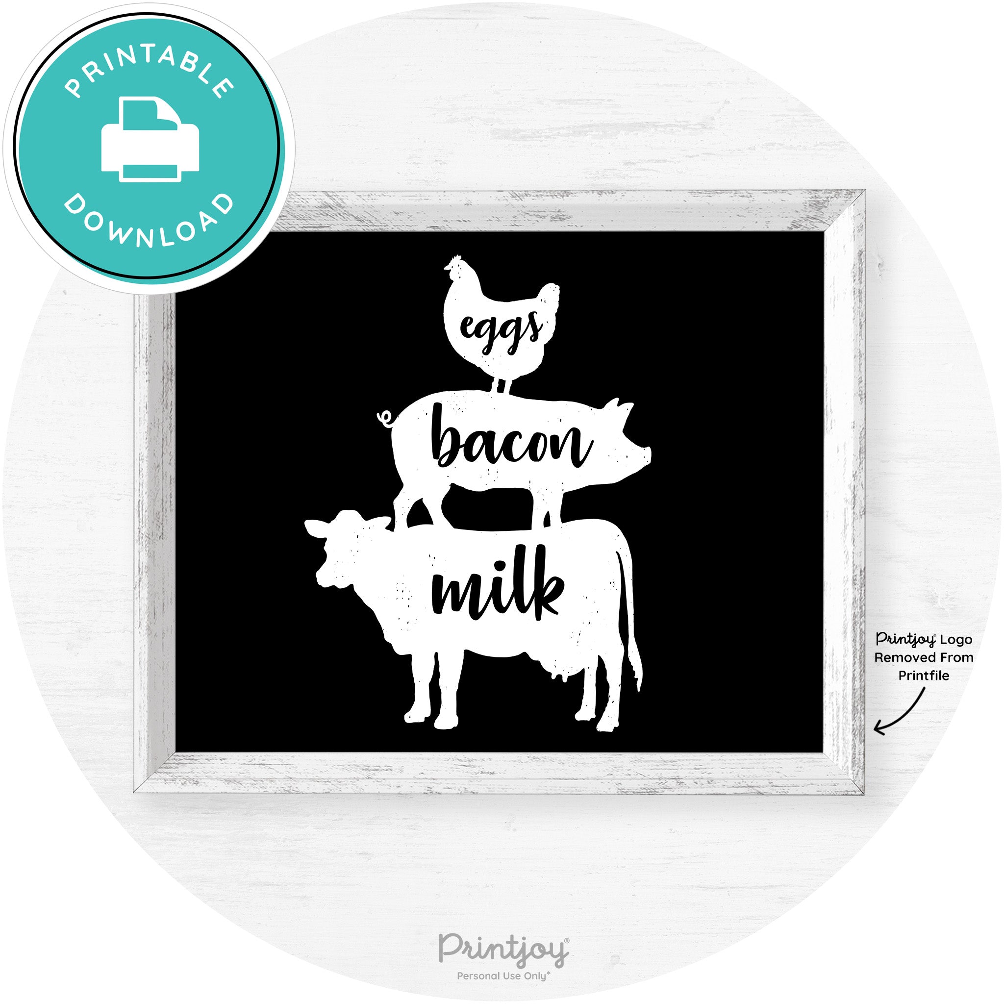 Stacked Farm Animals Eggs Bacon Milk Farmhouse Art Free Printable