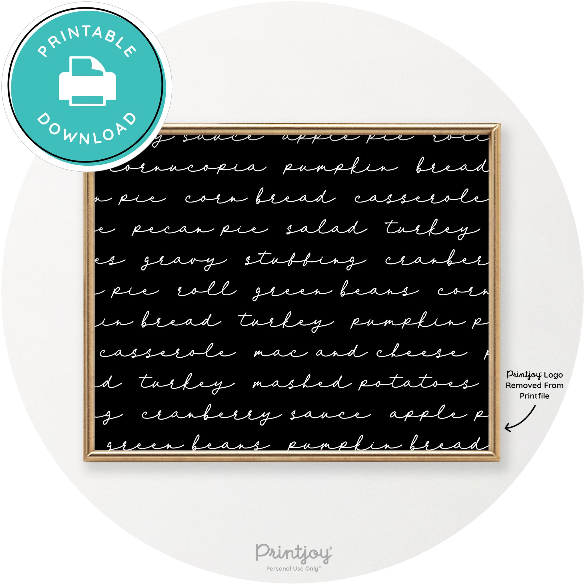 Thanksgiving Dinner Menu Cute Modern Chic Wall Art Free Printable