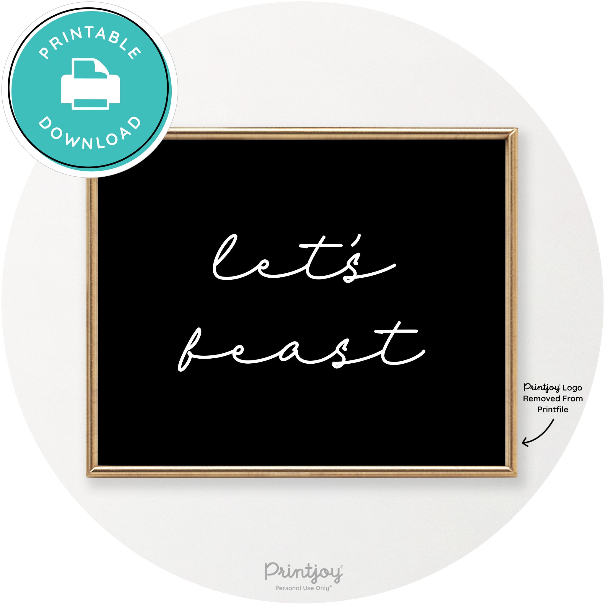 Let's Feast Cute Thanksgiving Modern Chic Wall Art Printable