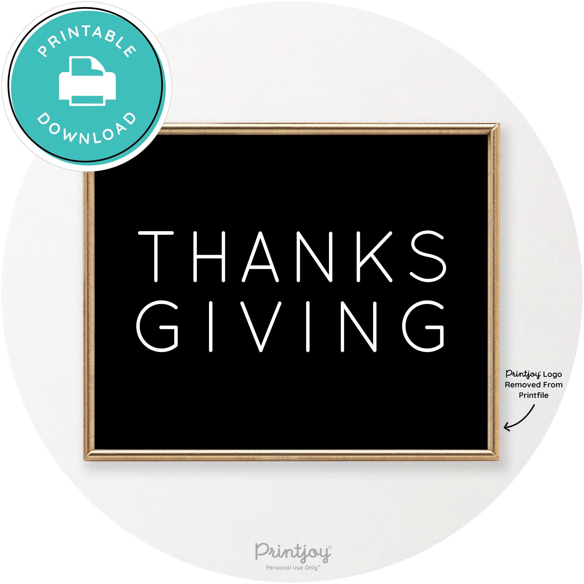 Thanksgiving Cute Typography Modern Chic Wall Art Printable