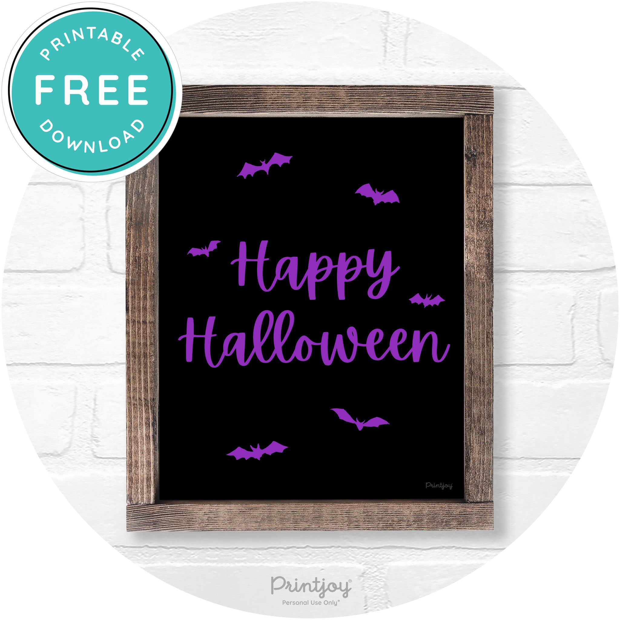 Happy Halloween Bats Rustic Farmhouse Wall Art Printable