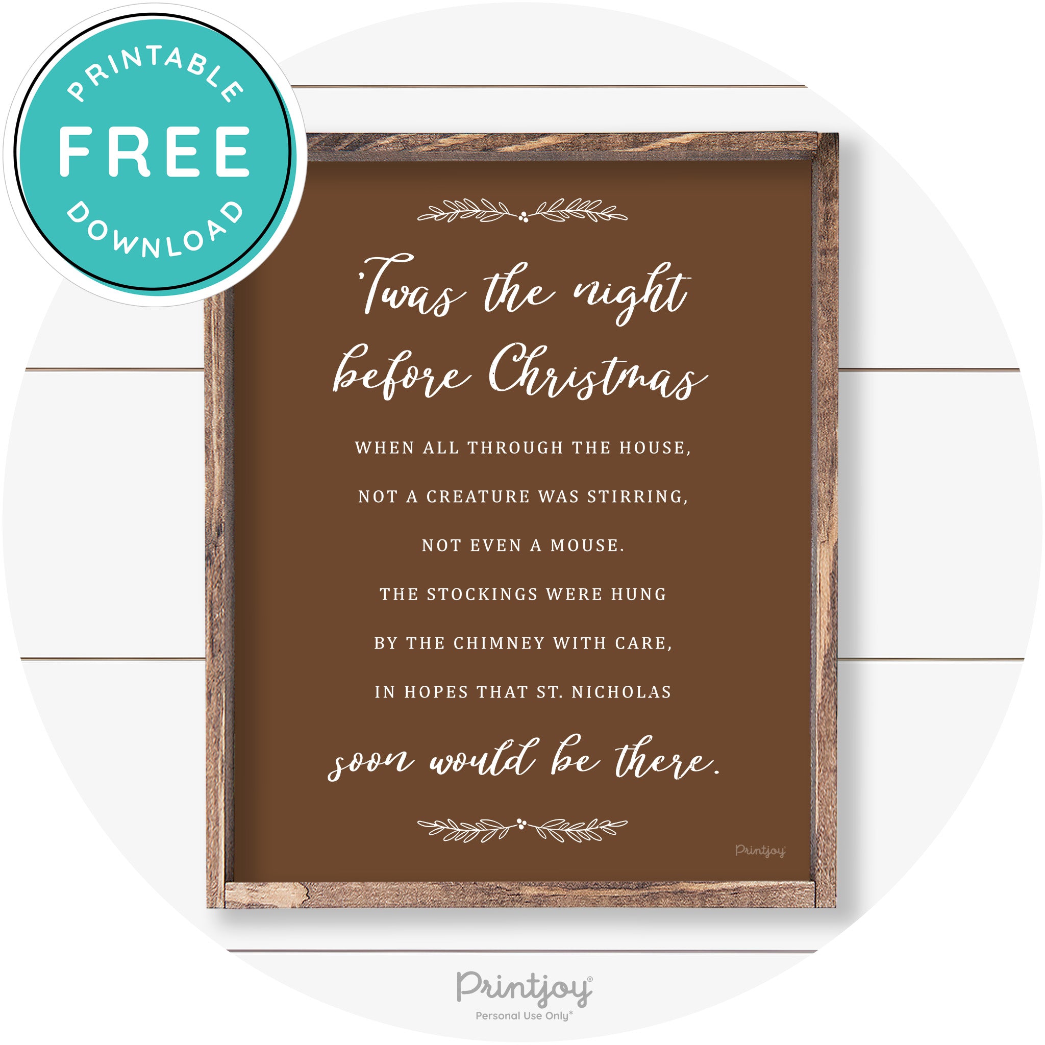 'Twas The Night Before Christmas Farmhouse Wall Art Free Printable