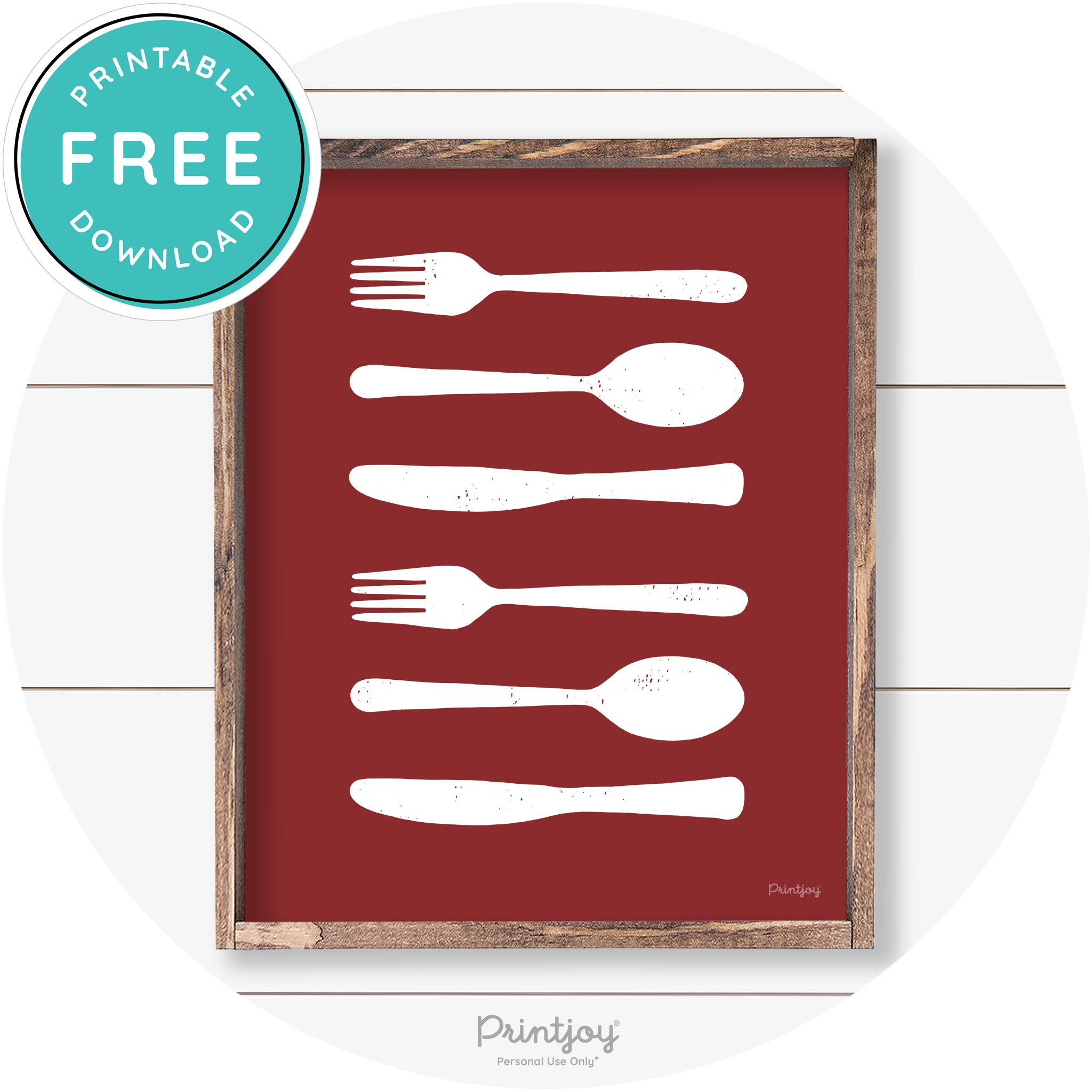 Fork Spoon Knife Pattern Farmhouse Kitchen Wall Art Free Printable