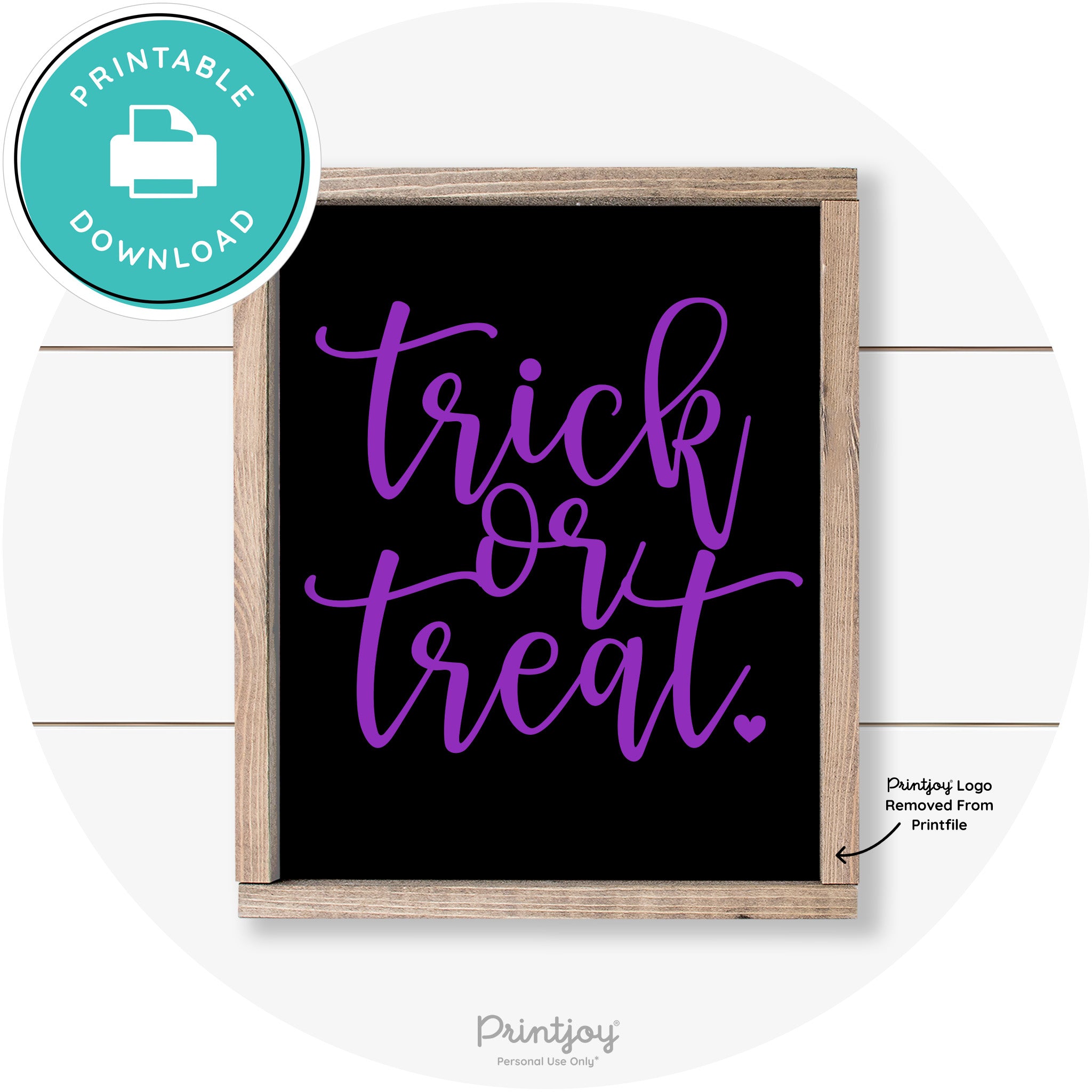 Halloween Cute Trick Or Treat Heart Farmhouse Wall Art Free Printable