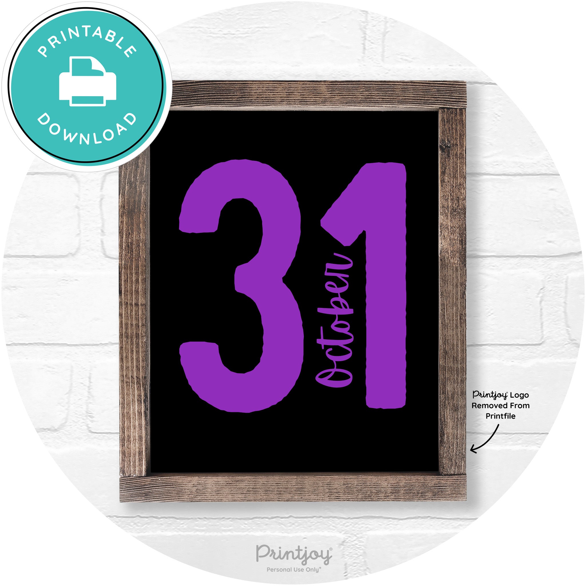 October 31 Halloween Rustic Farmhouse Wall Art Printable