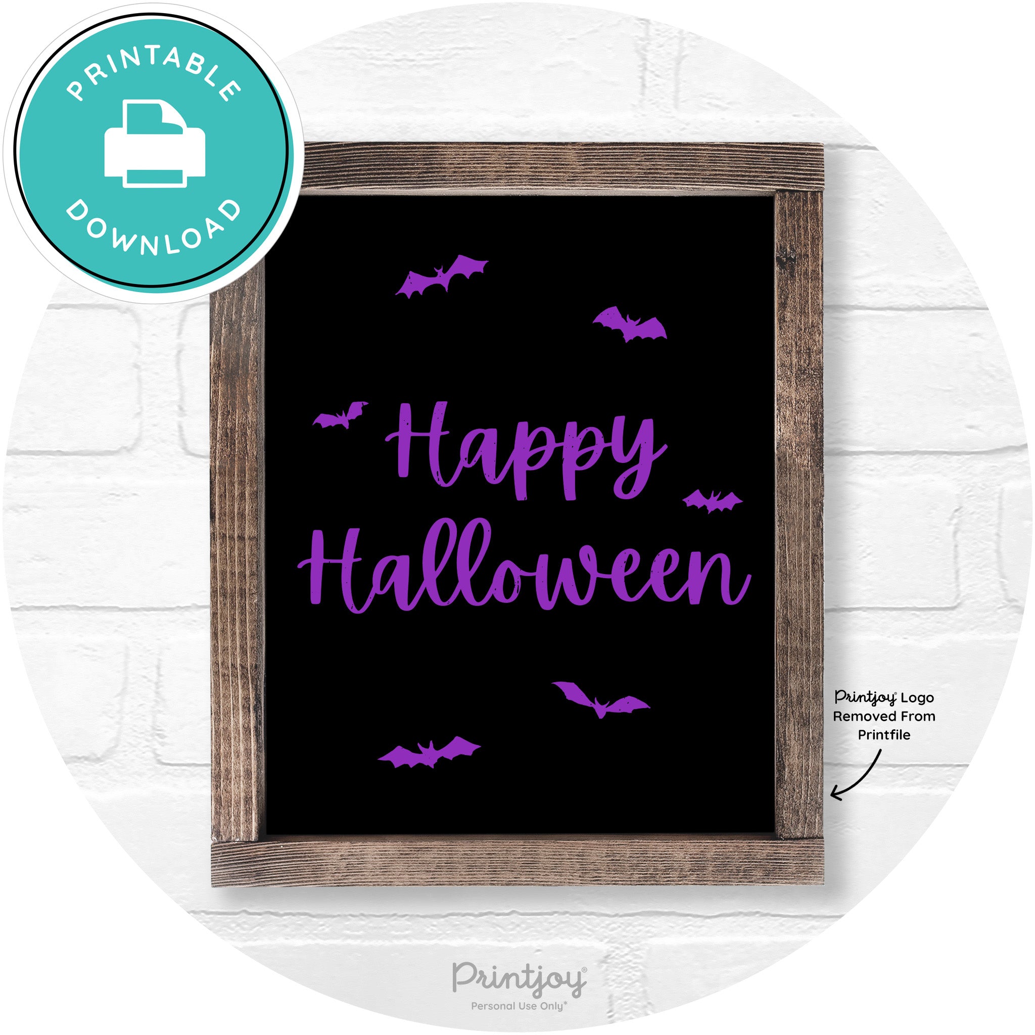 Happy Halloween Bats Rustic Farmhouse Wall Art Free Printable - Printjoy