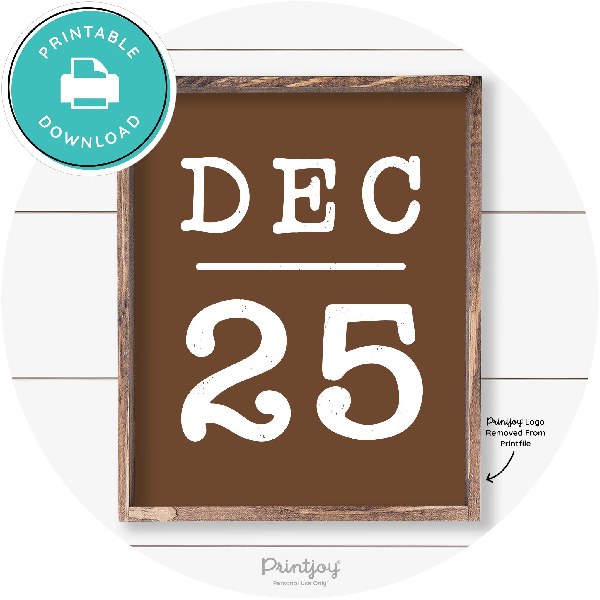 Dec 25 Christmas Rustic Farmhouse Wall Art Decor Free Printable