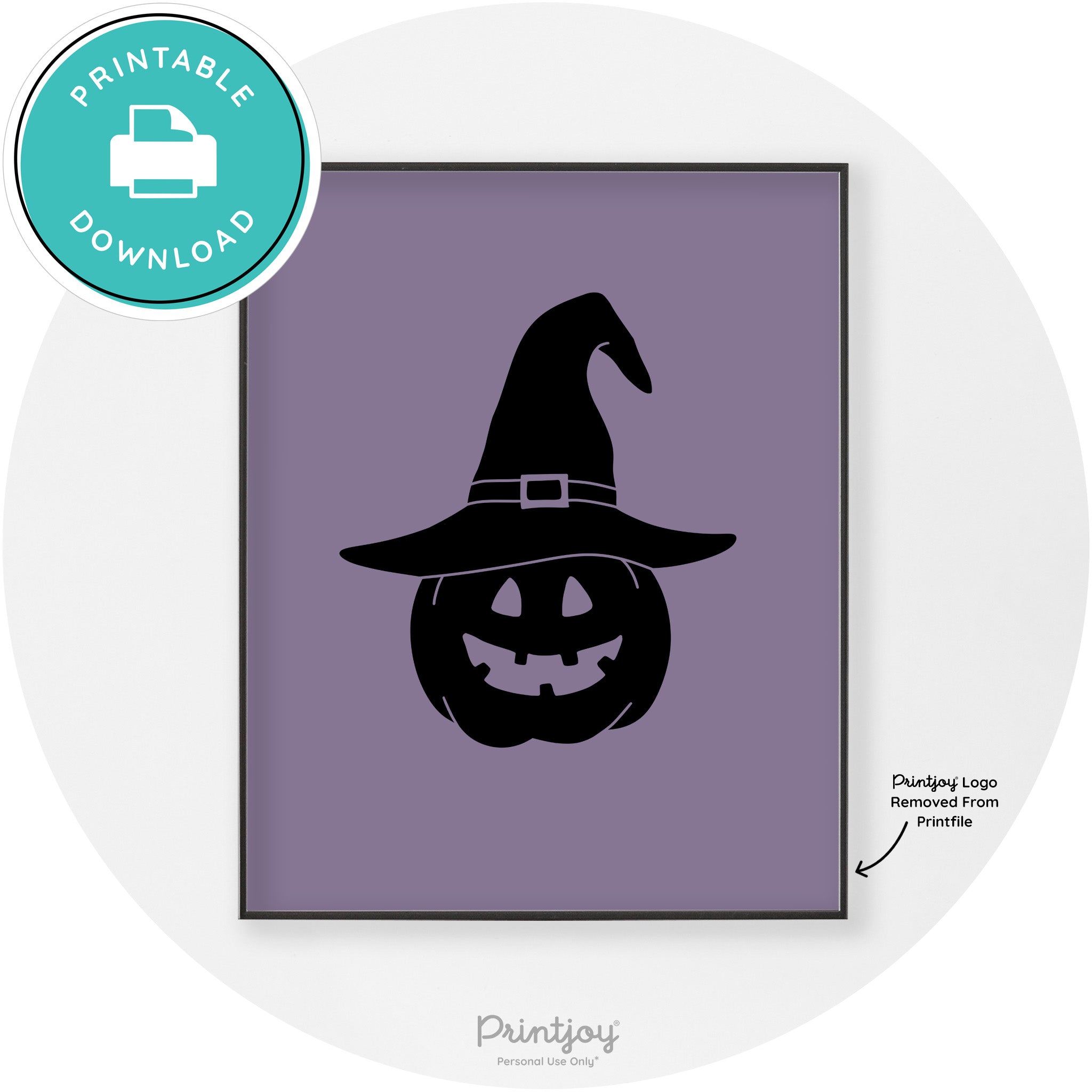 Halloween Cute Witch Jack O Lantern Chic Wall Art Printable
